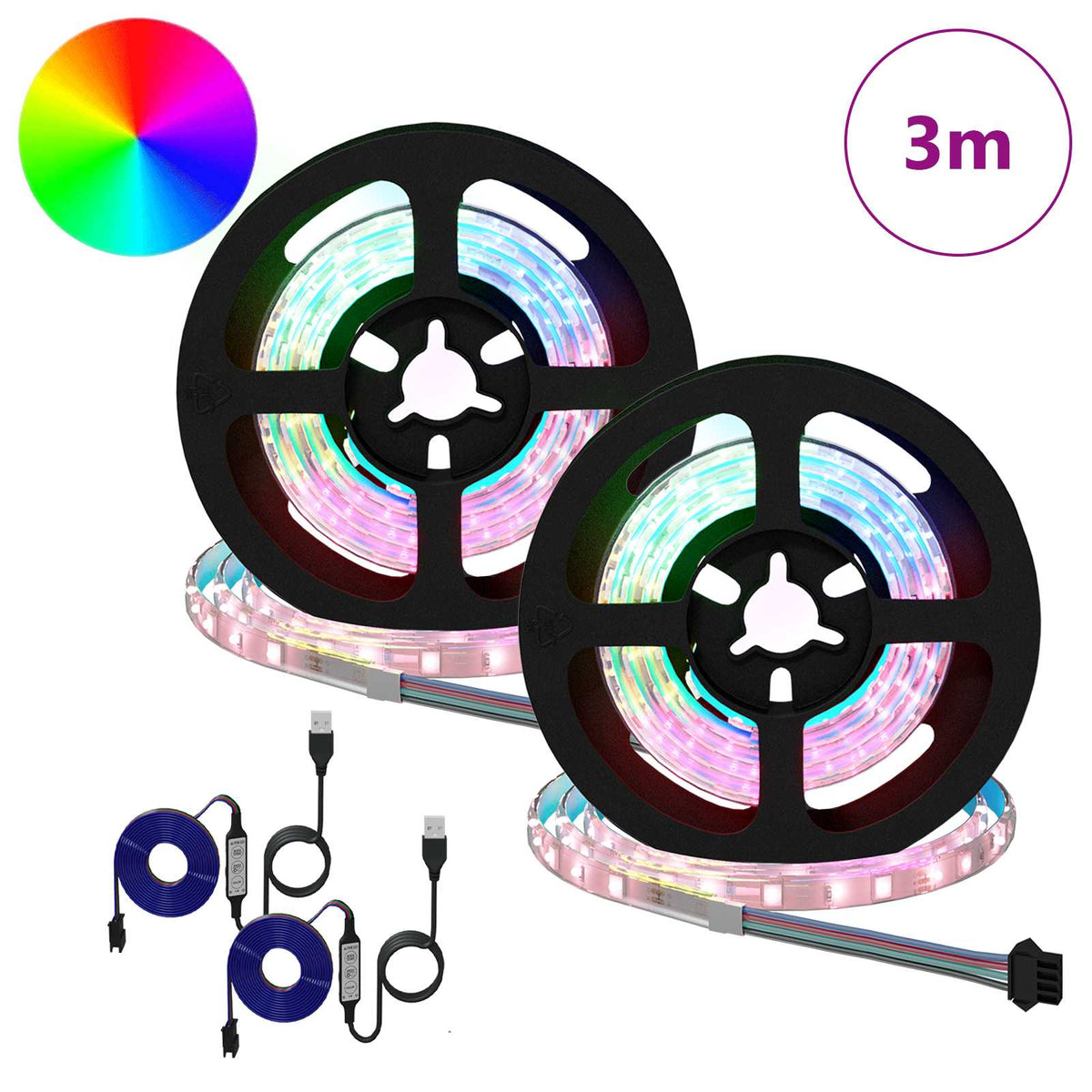 LED Band 2 st Svart och Transparent Koppar och plast