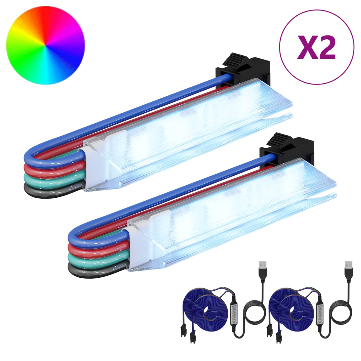 LED Band 2 st Svart och multicolor Koppar och plast