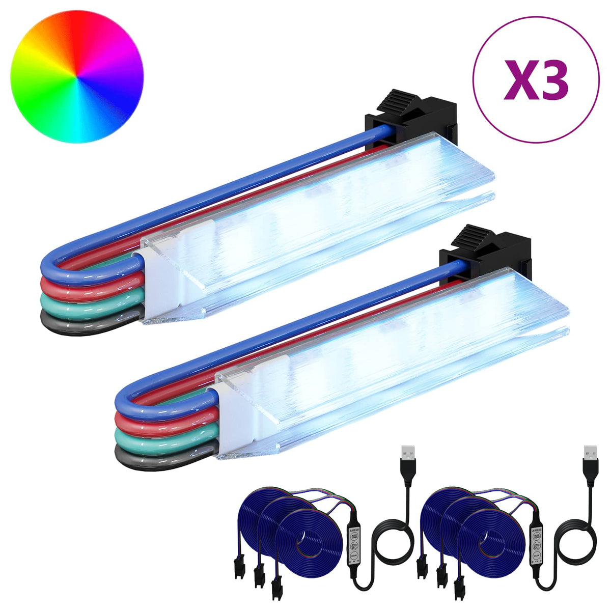 LED Band 2 st Svart och multicolor Koppar och plast