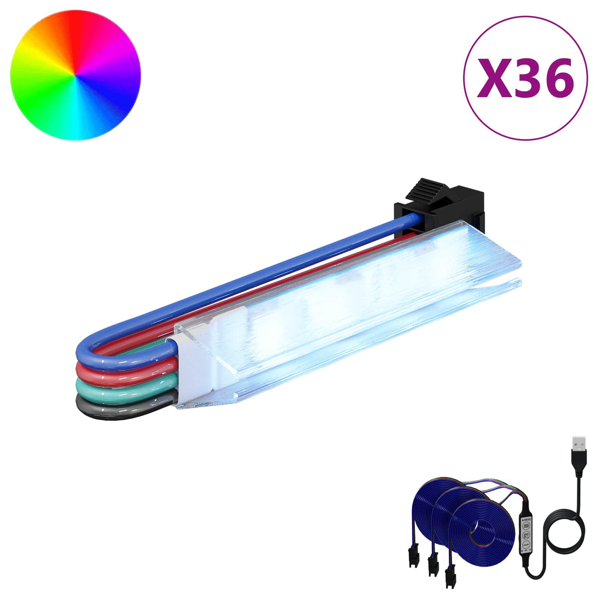 LED Band 12 st Svart och multicolor Koppar och plast