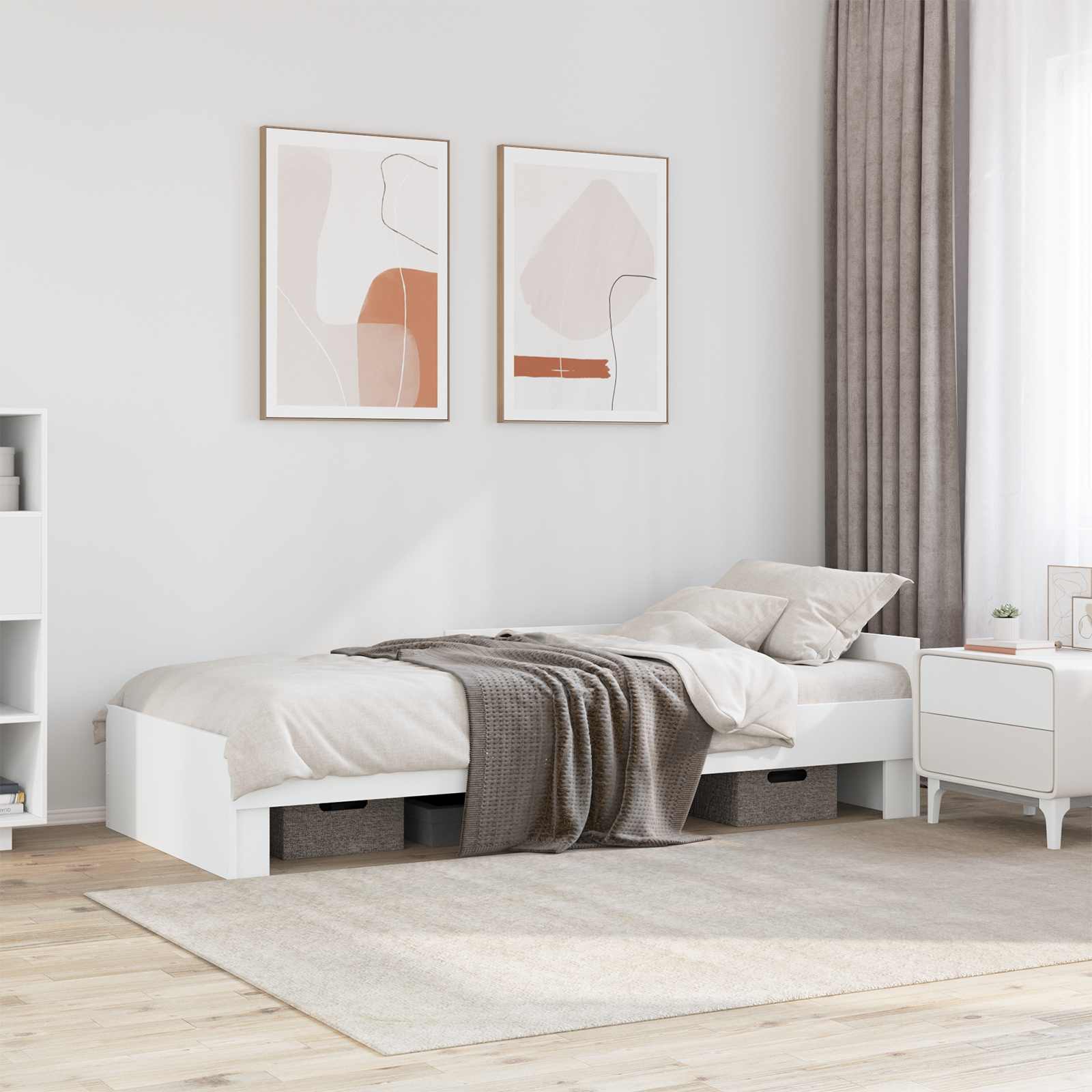 Sängram med huvudgavel Vit 80 x 200 cm Konstruerat trä