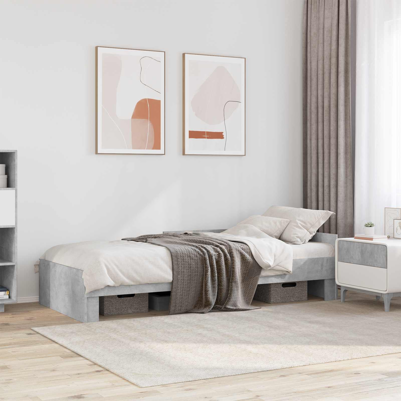 Sängram med huvudgavel Betonggrå 80 x 200 cm Konstruerat trä