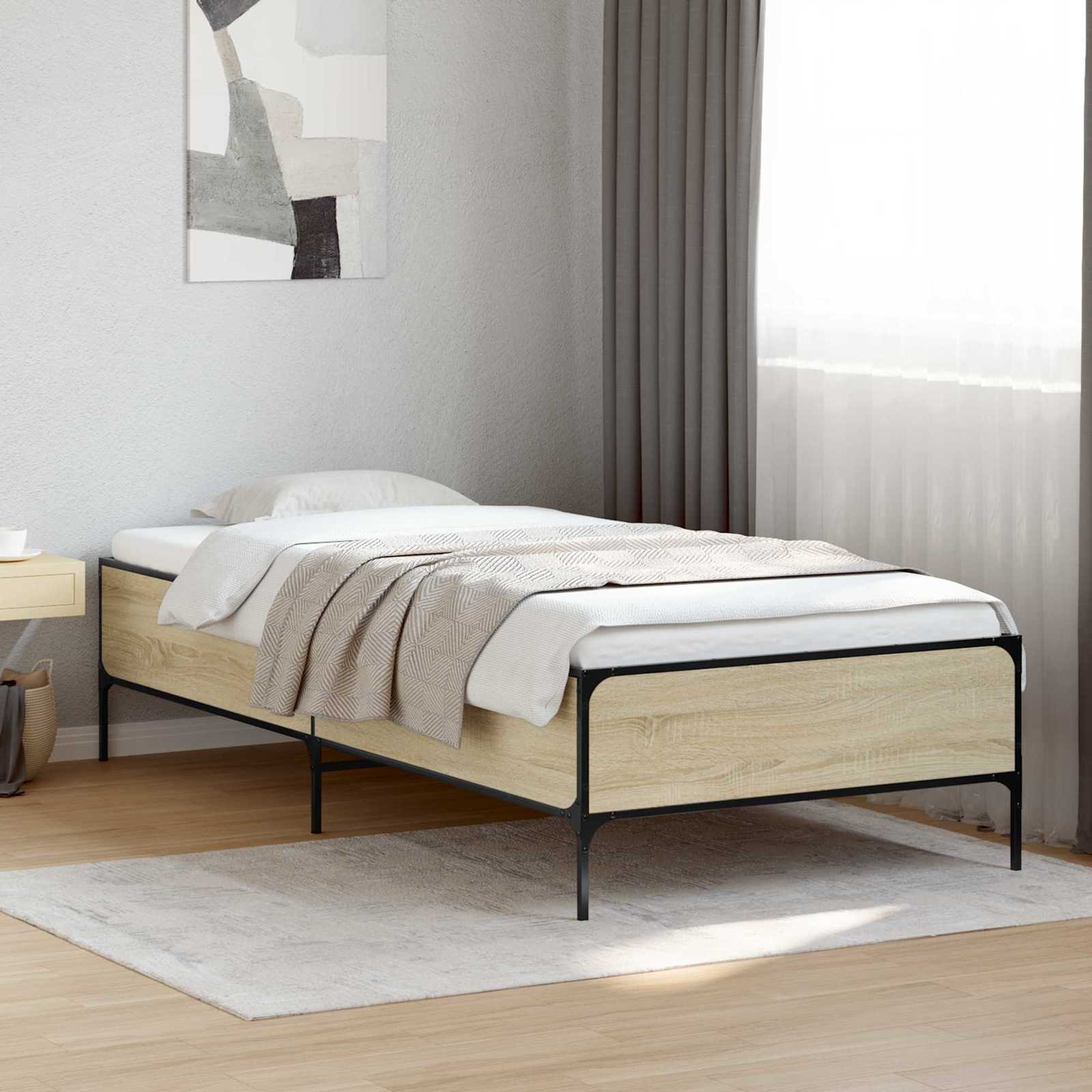 Sängram Sonoma-ek 80 x 200 cm Konstruerat trä
