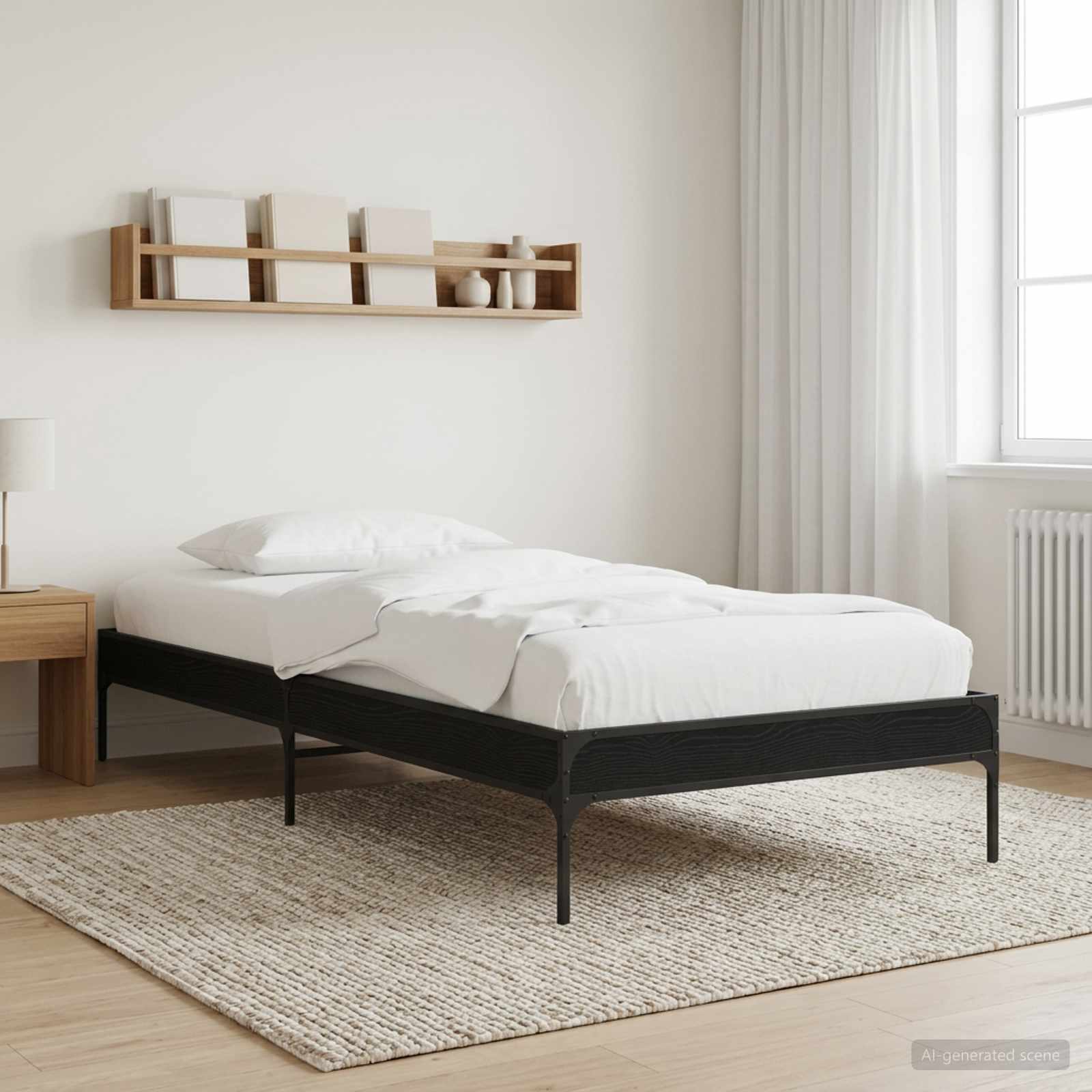 Sängram Svart ek 80 x 200 cm Konstruerat trä