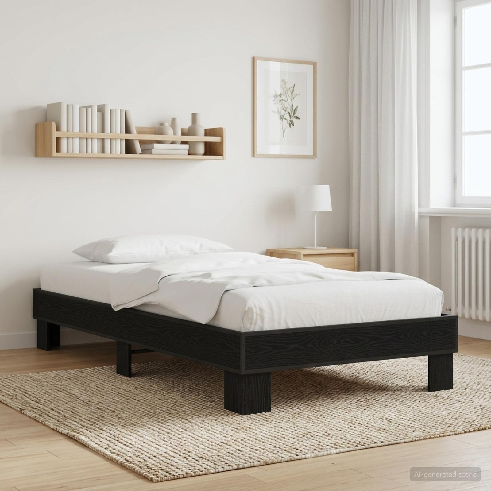 Sängram Svart ek 80 x 200 cm Konstruerat trä