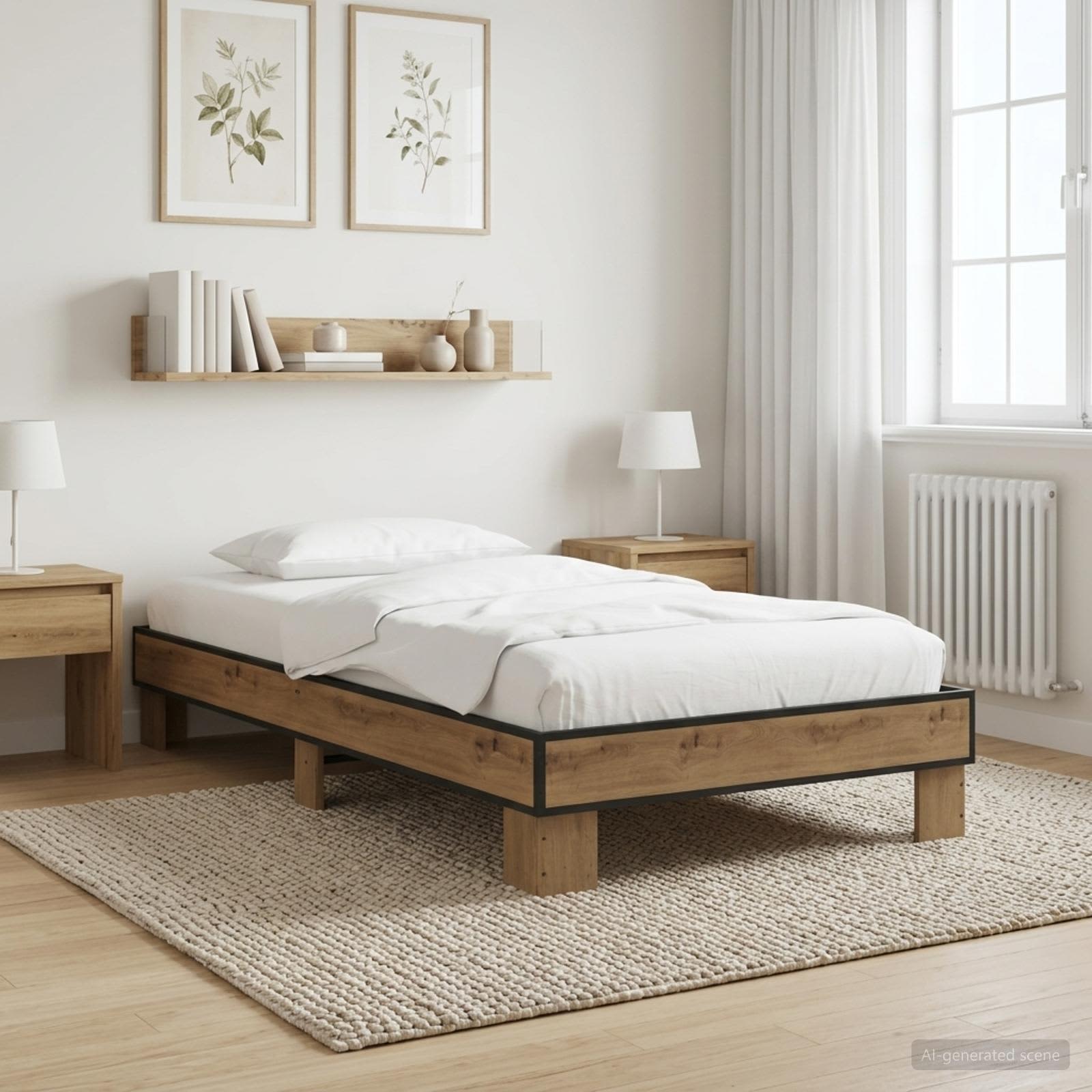 Sängram Artisan-ek 80 x 200 cm Konstruerat trä