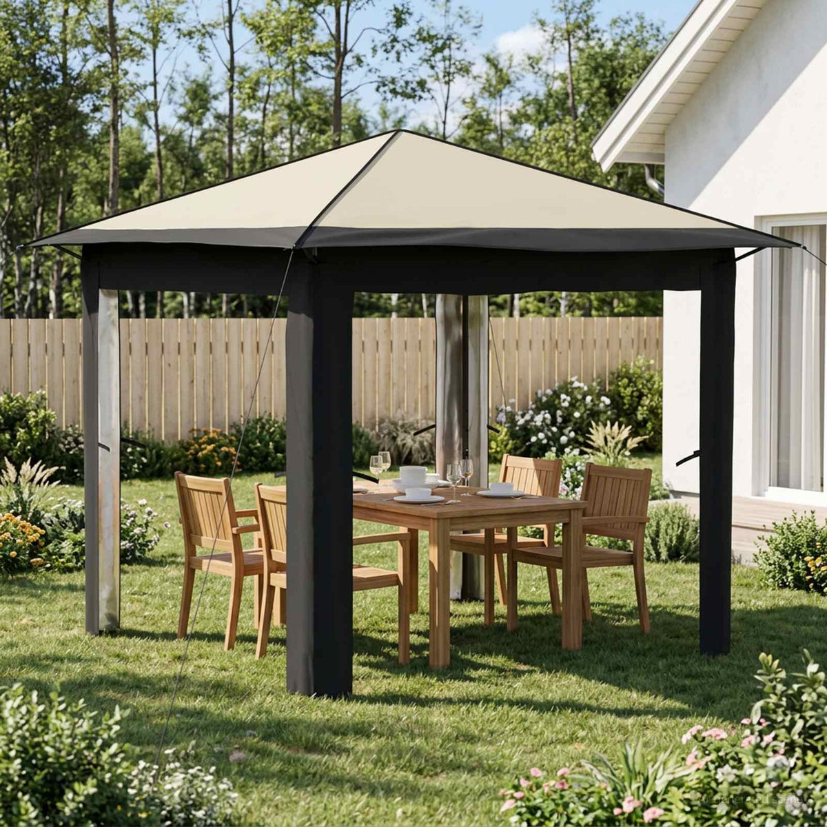 Paviljong utan sidovägg 2,6 x 2,6 m Kräm och antracit