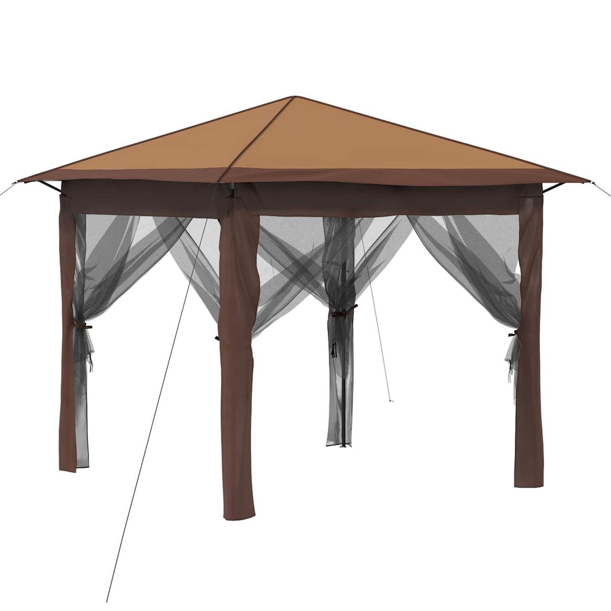 Paviljong med 4 sidoväggar 2,6 x 2,6 m Beige och brun