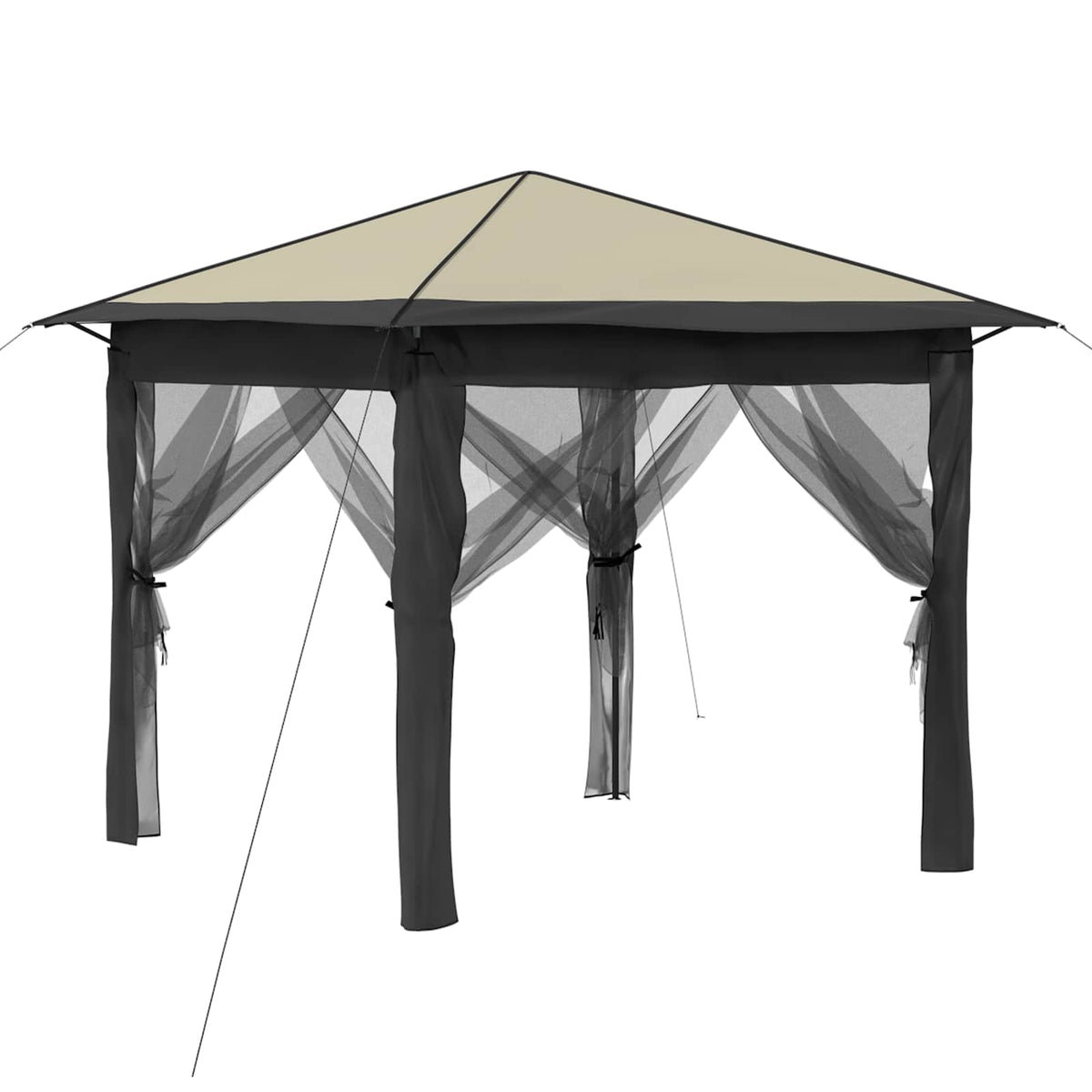 Paviljong med 4 sidoväggar 2,6 x 2,6 m Kräm och antracit