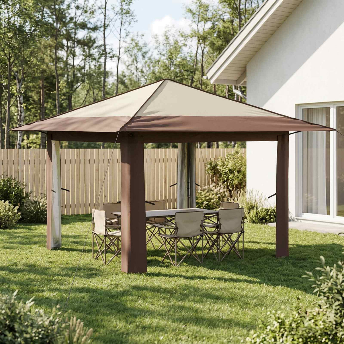 Paviljong utan sidovägg 3.3 x 3.3 m Kräm och brun