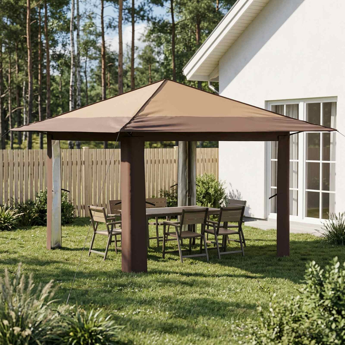 Paviljong utan sidovägg 3,3 x 3,3 m Beige och brun