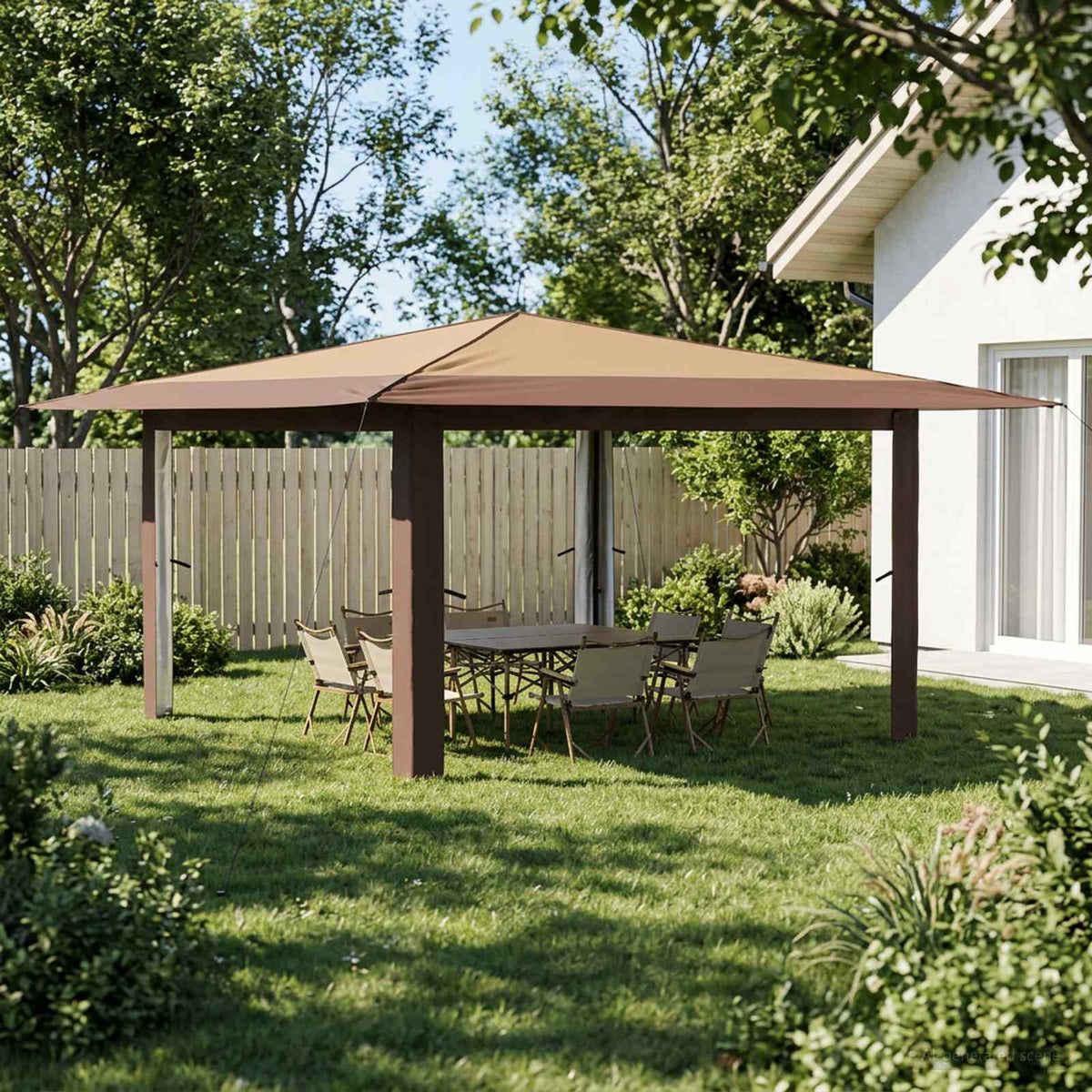 Gazebo utan vägg 4 x 4 m Beige och brun