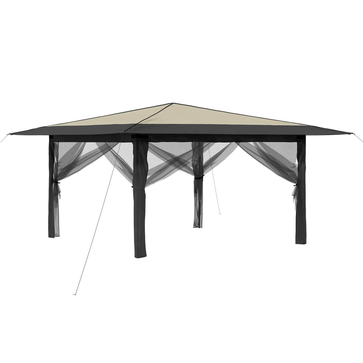 Gazebo med 4 väggar 4 x 4 m Kräm och antracit