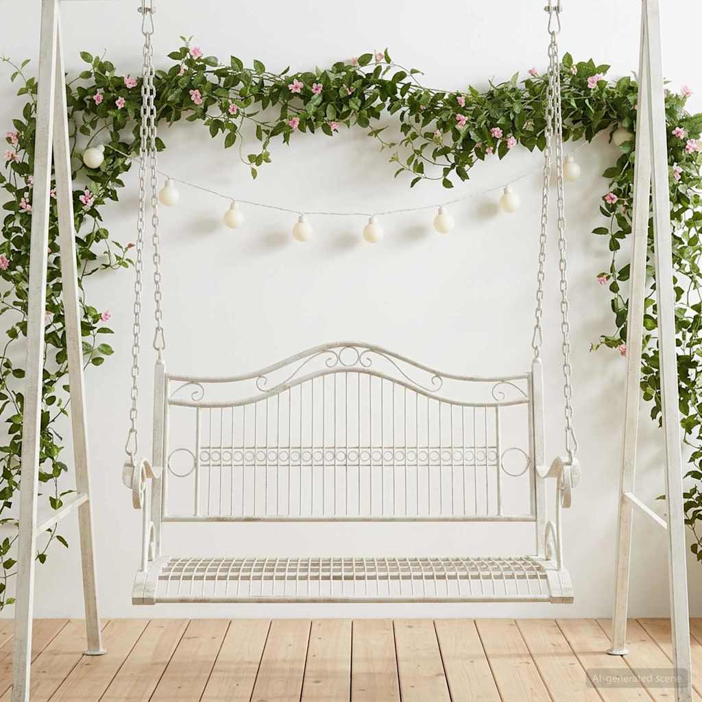 Gungbänk Stål 115 x 61 x 63 cm Antik vit
