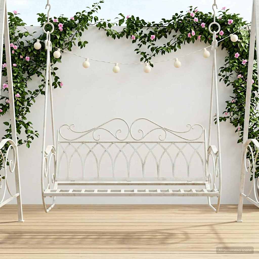 Gungbänk Stål 112 x 60 x 126,5 cm Antik vit