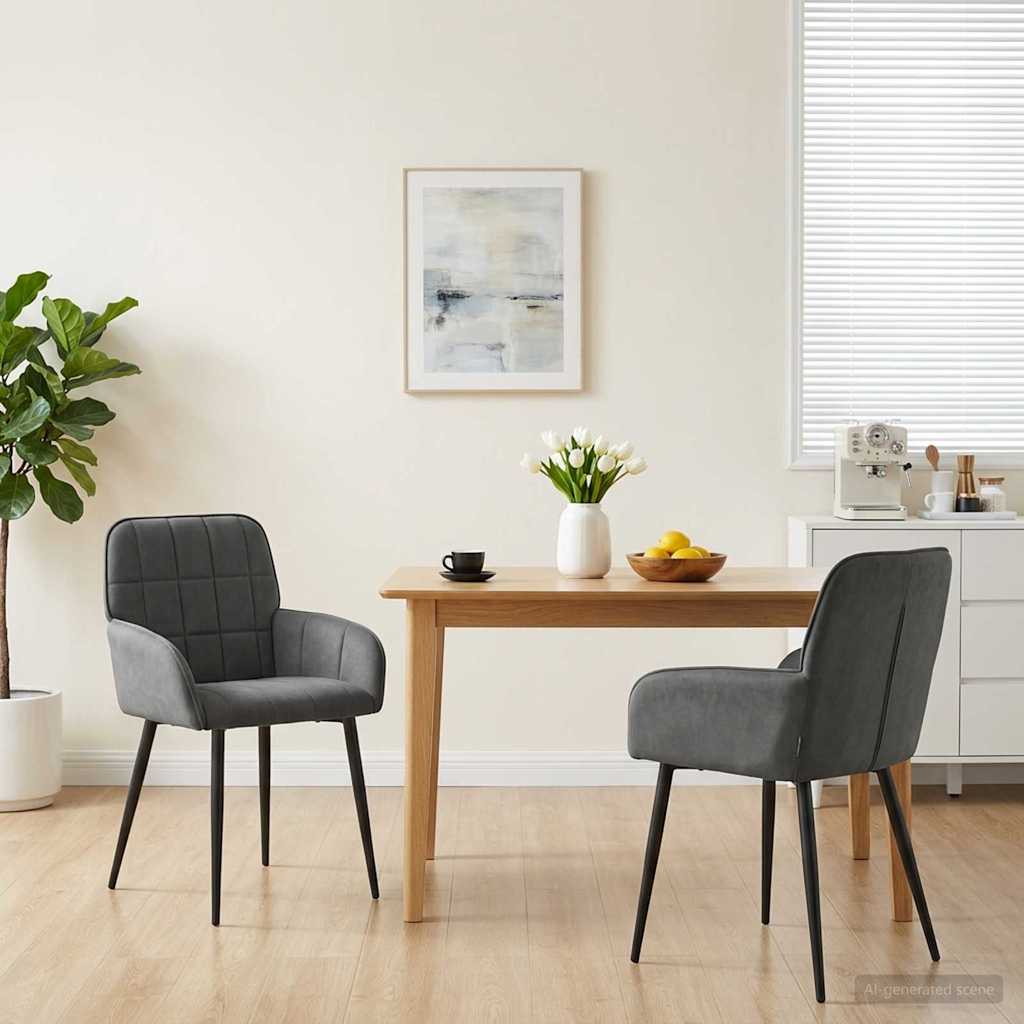 Matstolar 2 st Sammet Mörkgrå 57 x 50 x 85 cm