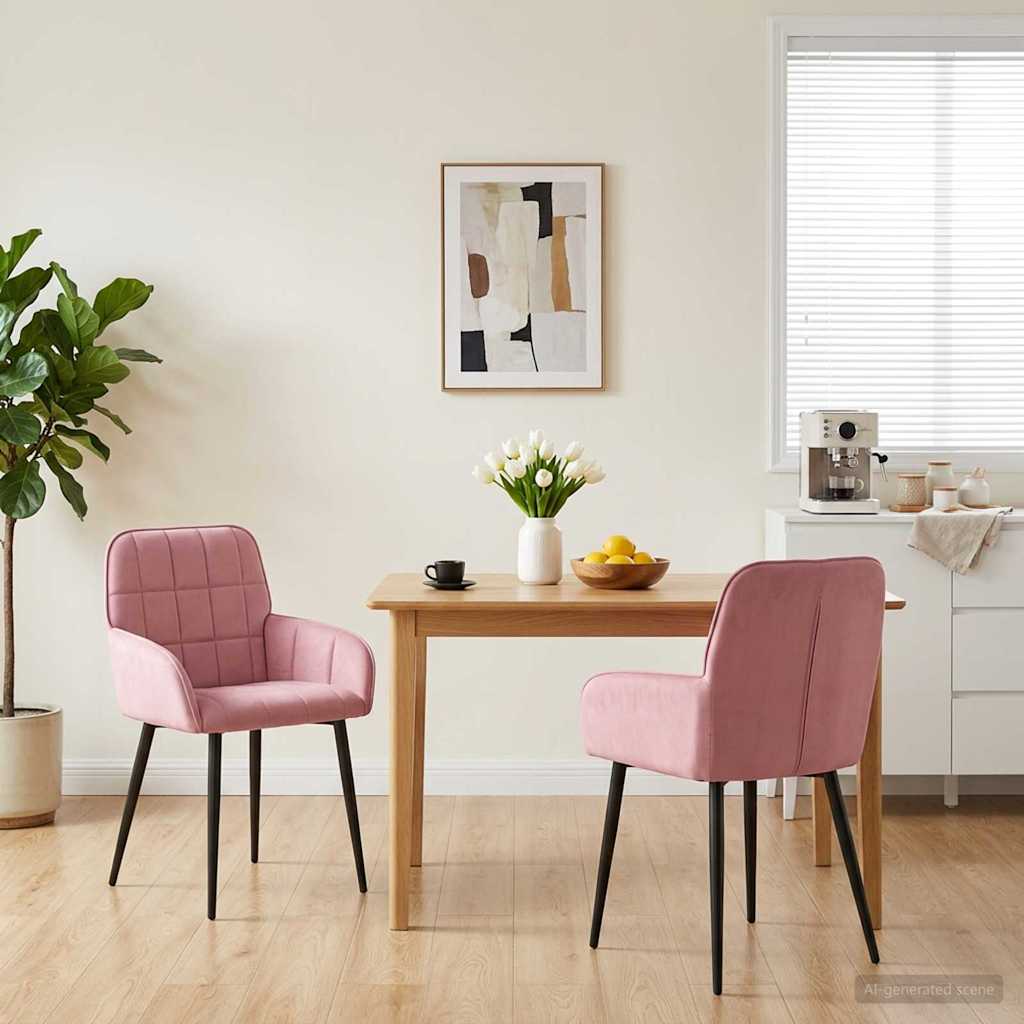 Matstolar 2 st Sammet Rosa 57 x 50 x 85 cm