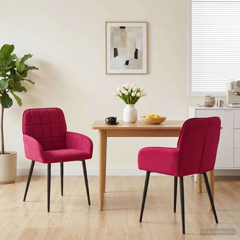 Matstolar 2 st Sammet Vinröd 57 x 50 x 85 cm