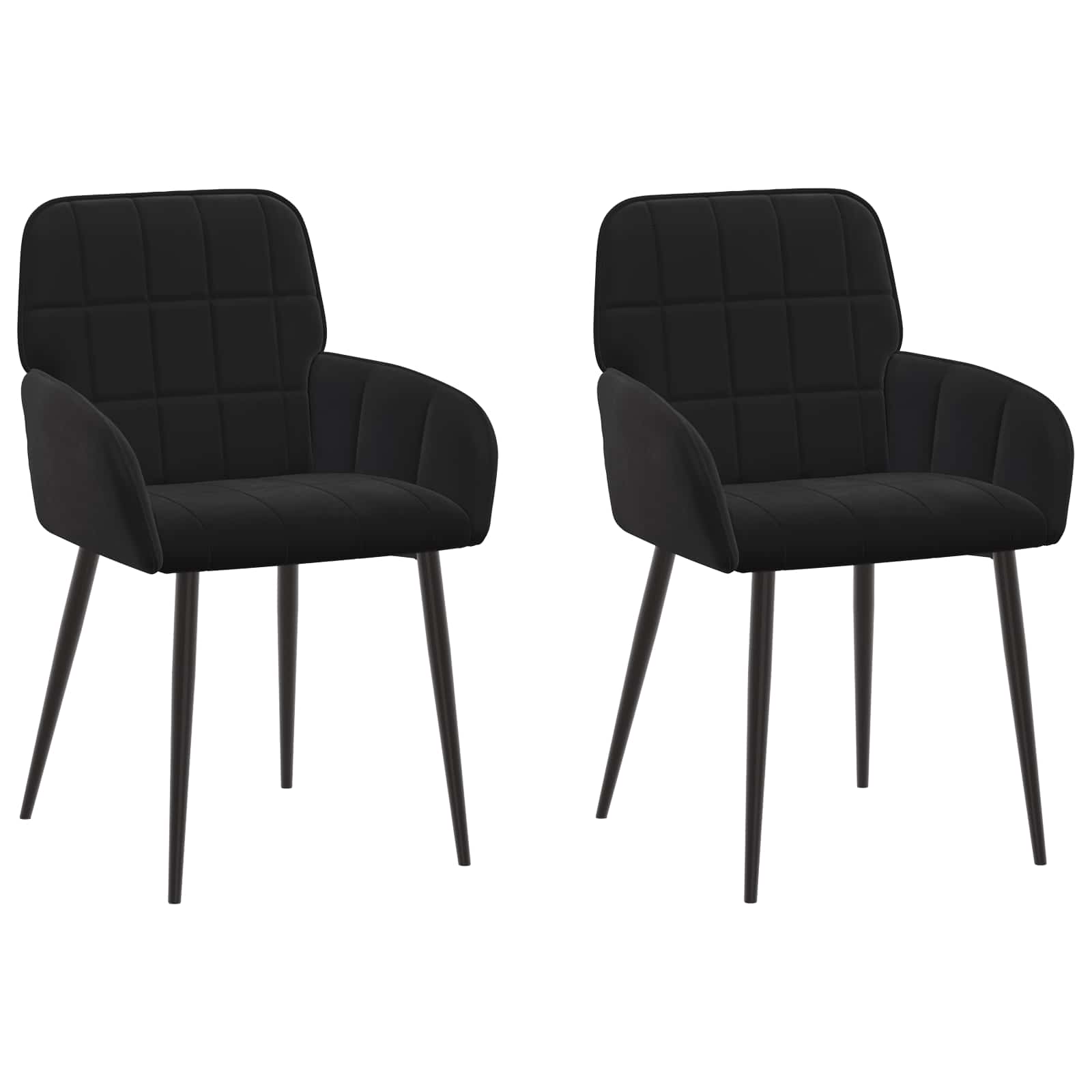 Matstolar 2 st Sammet Svart 57 x 50 x 85 cm