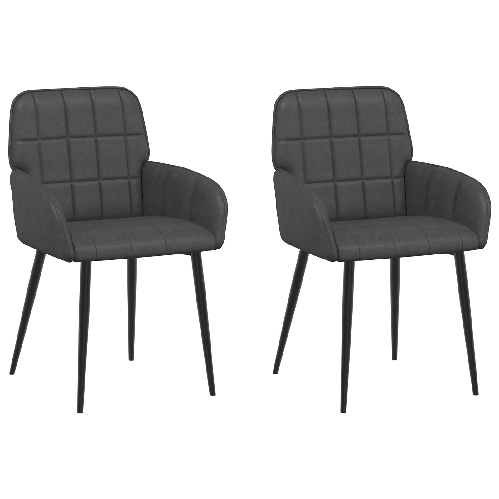 Matstolar 2 pcs Konstläder Svart 57 x 50 x 85 cm