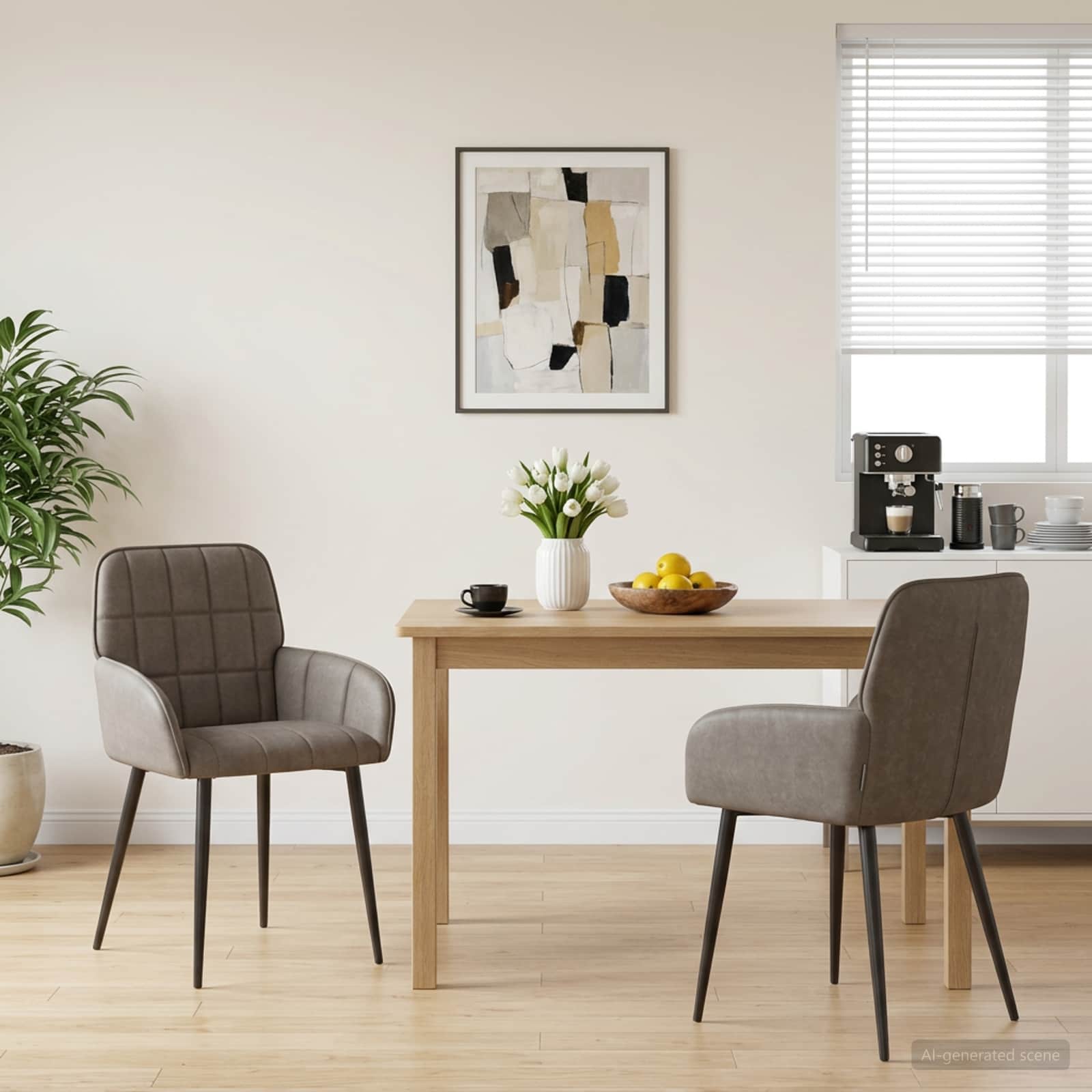 Matstolar 2 pcs Konstläder Grå 57 x 50 x 85 cm
