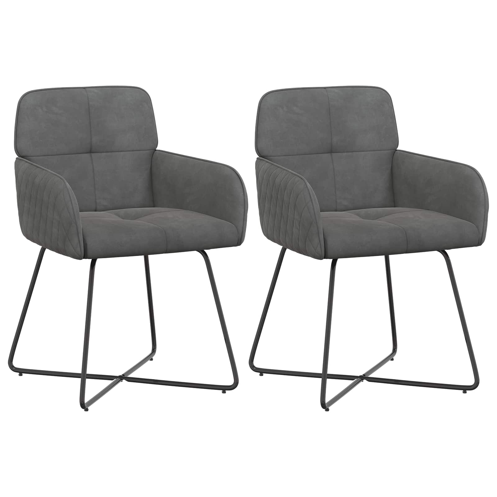Matstolar 2 pcs Sammet Mörkgrå 59 x 56,5 x 86 cm