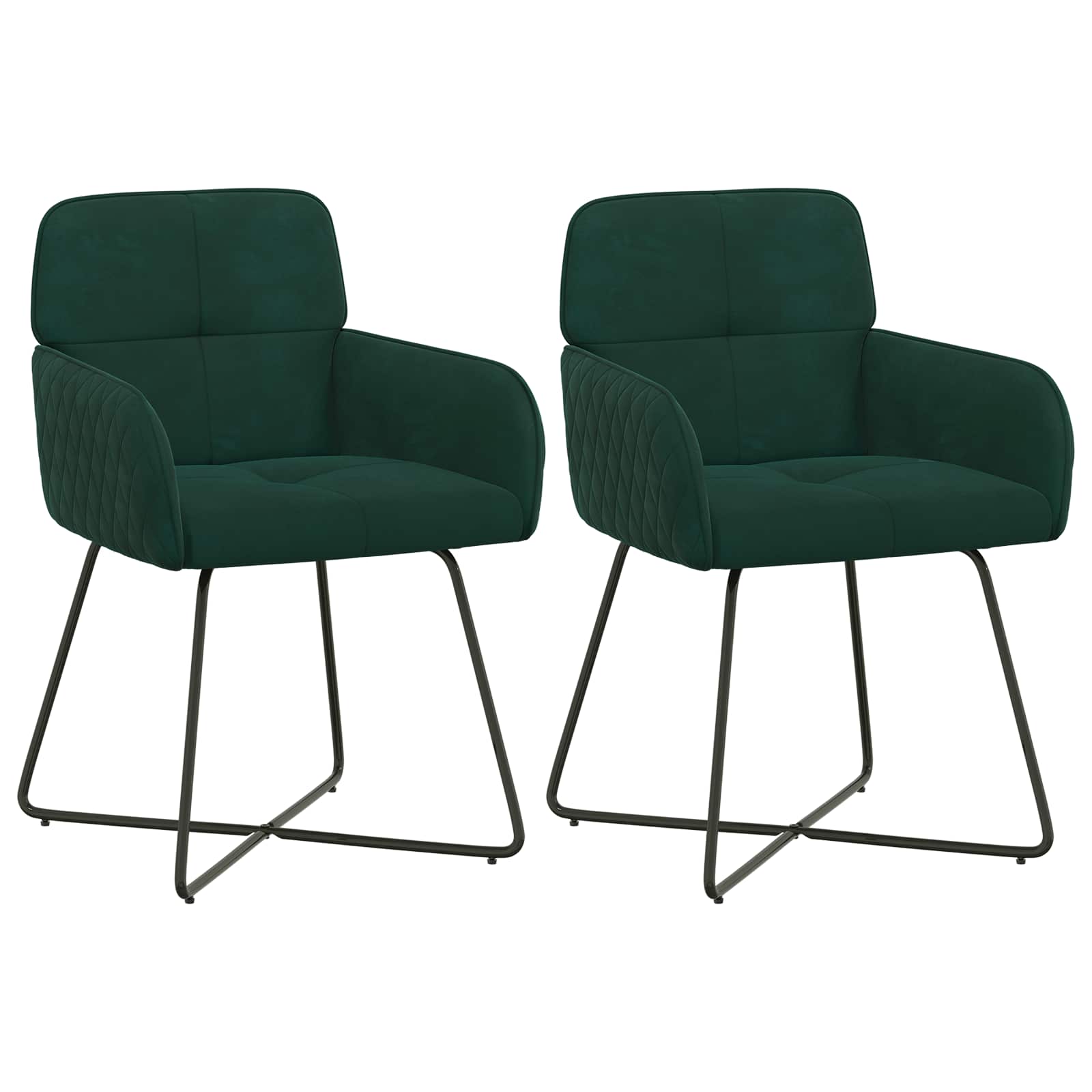 Matstolar 2 pcs Sammet Mörkgrön 59 x 56,5 x 86 cm