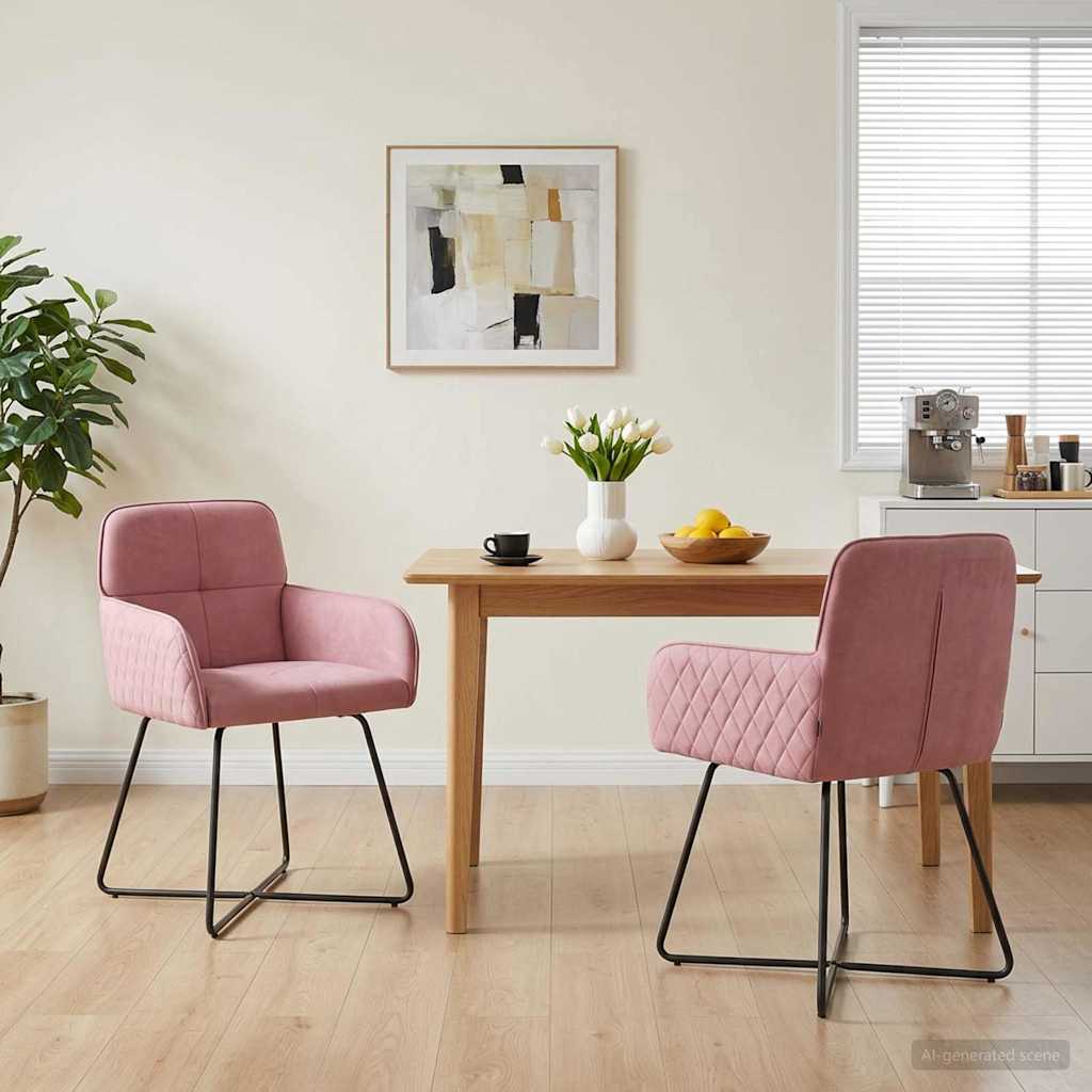 Matstolar 2 pcs Sammet Rosa 59 x 56,5 x 86 cm