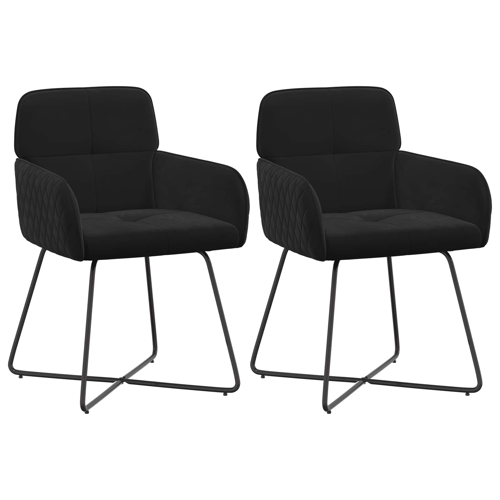 Matstolar 2 pcs Sammet Svart 59 x 56,5 x 86 cm