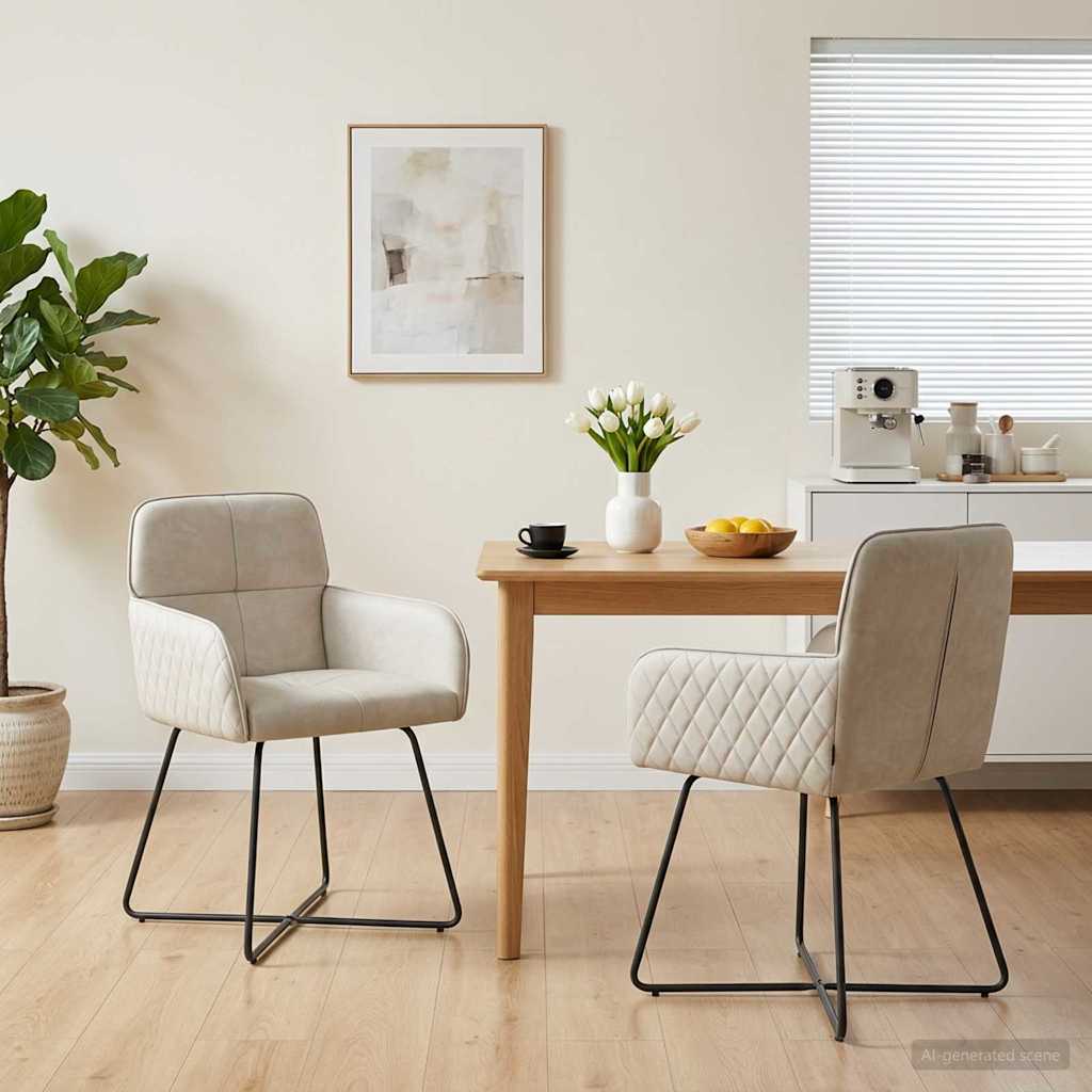 Matstolar 2 pcs Sammet Gräddvit 59 x 56,5 x 86 cm