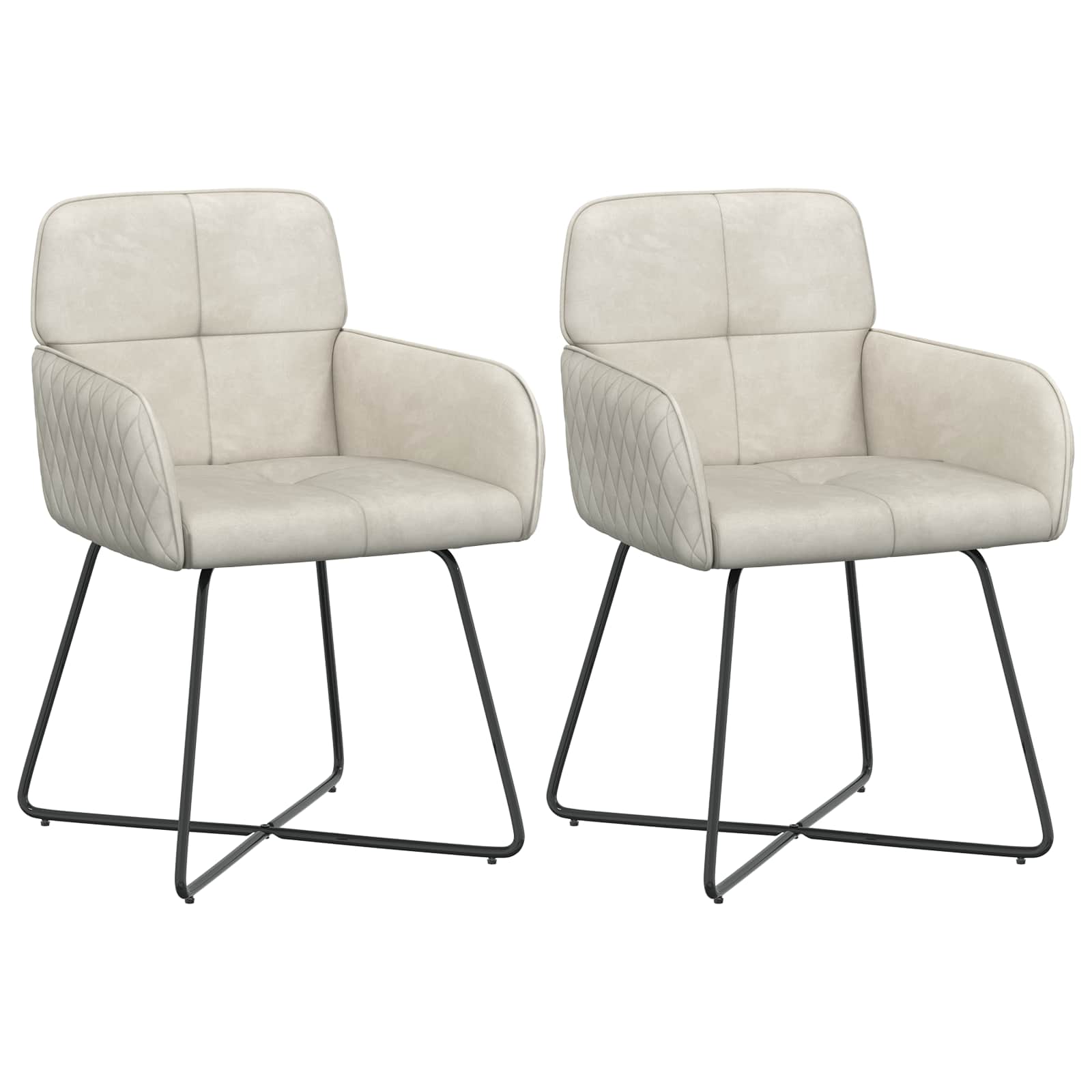 Matstolar 2 pcs Sammet Gräddvit 59 x 56,5 x 86 cm