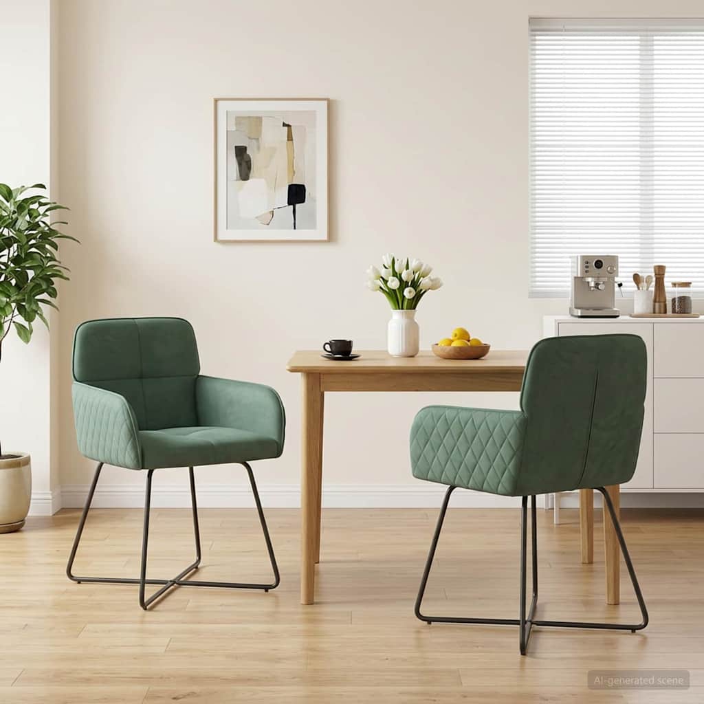 Matstolar 2 pcs Sammet Havgrön 59 x 56,5 x 86 cm