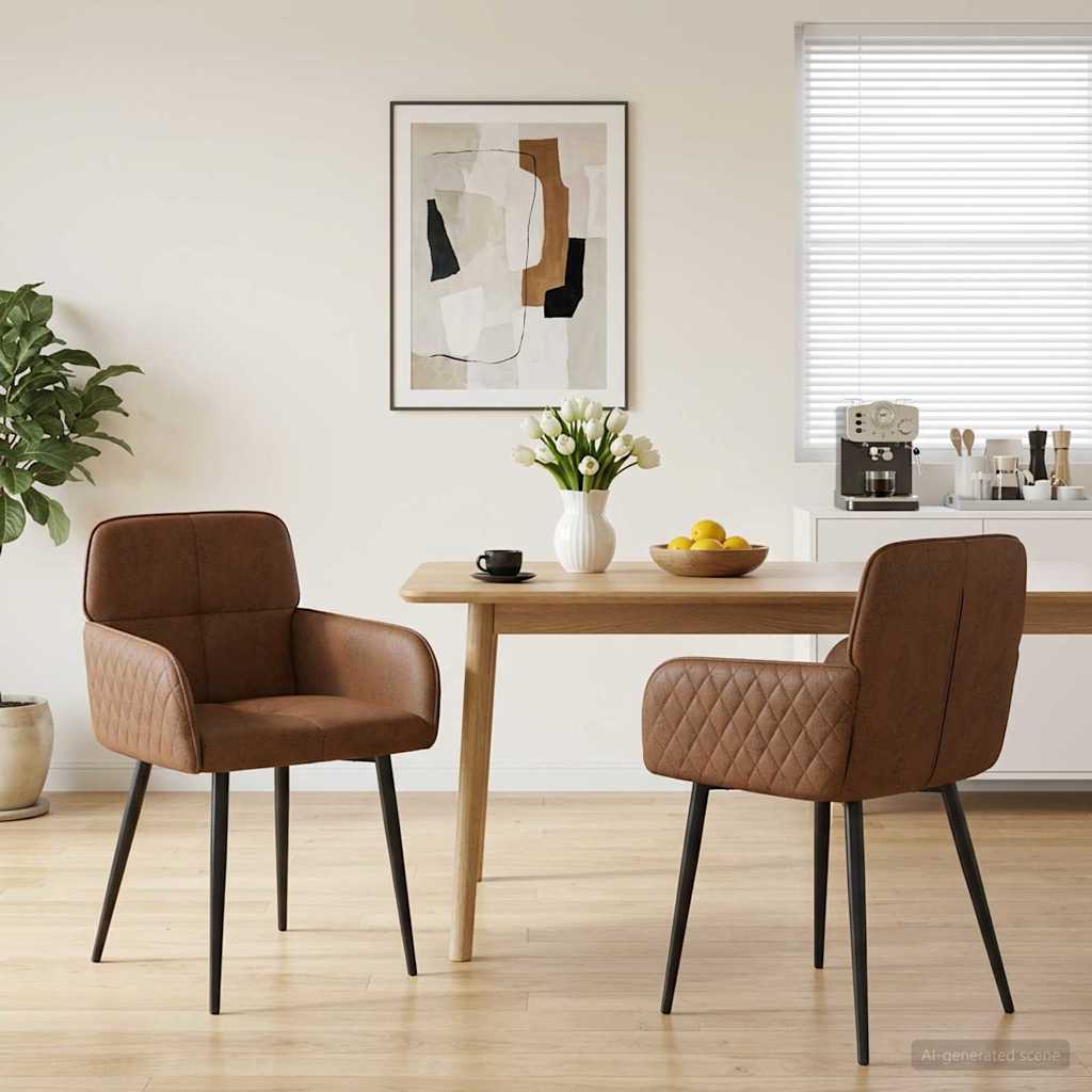 Matstolar 2 pcs Faux Mockaläder Brun 59 x 56,5 x 85 cm