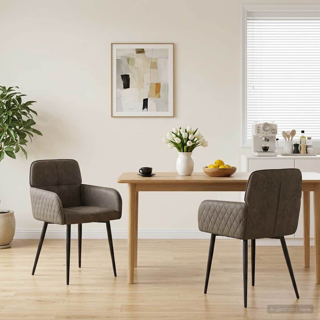 Matstolar 2 pcs Faux Mockaläder Mörkgrå 59x56,5x85cm