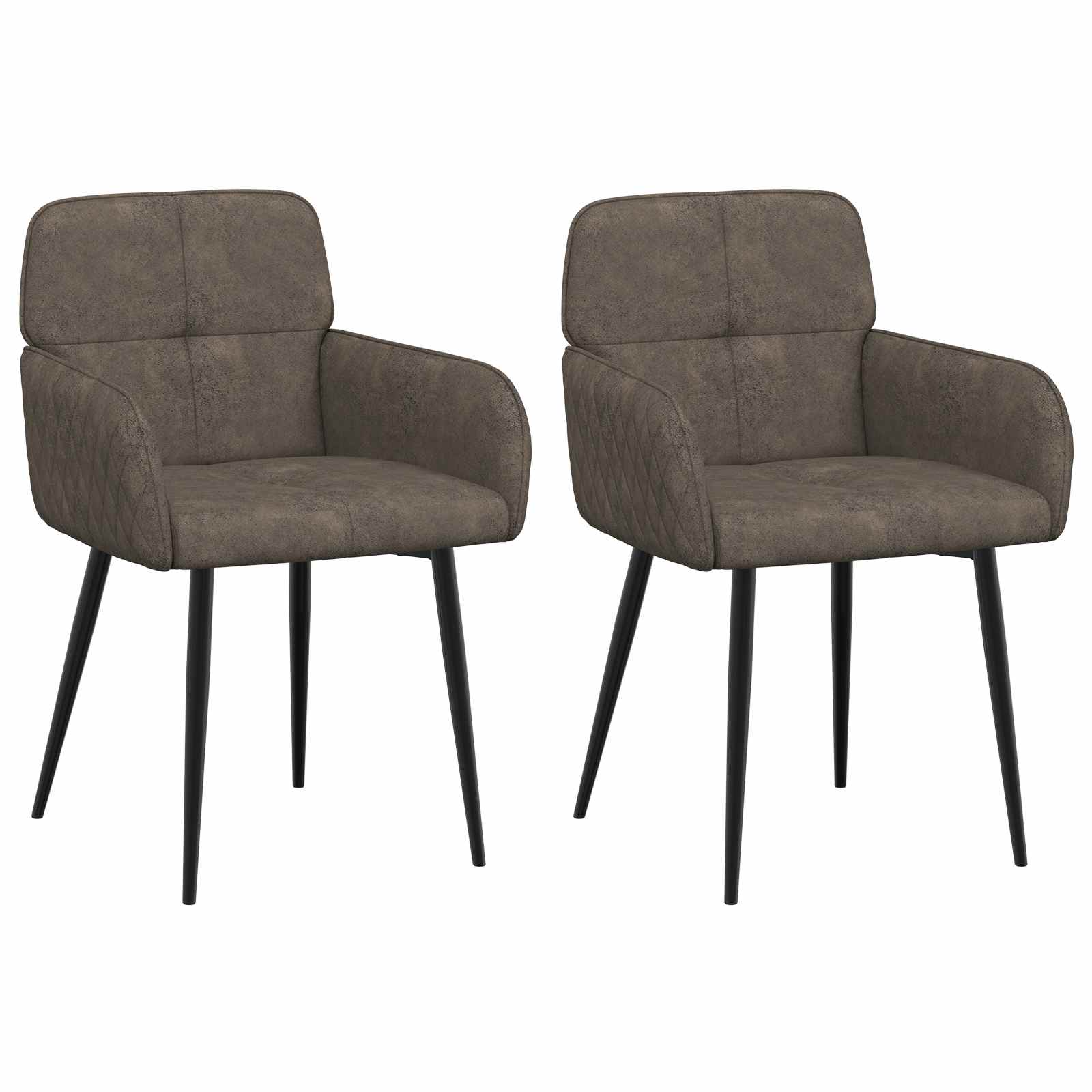 Matstolar 2 pcs Faux Mockaläder Mörkgrå 59x56,5x85cm