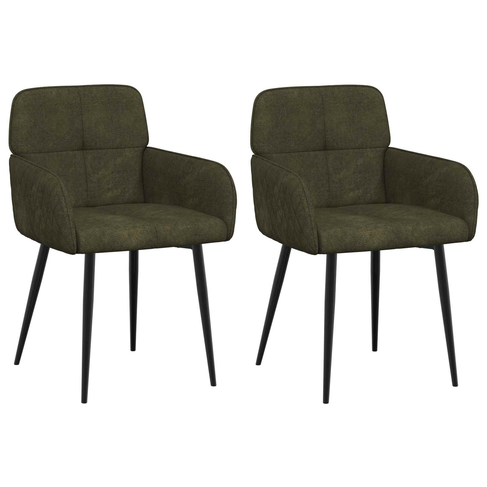 Matstolar 2 pcs Faux Mockaläder Armégrön 59x56,5x85cm