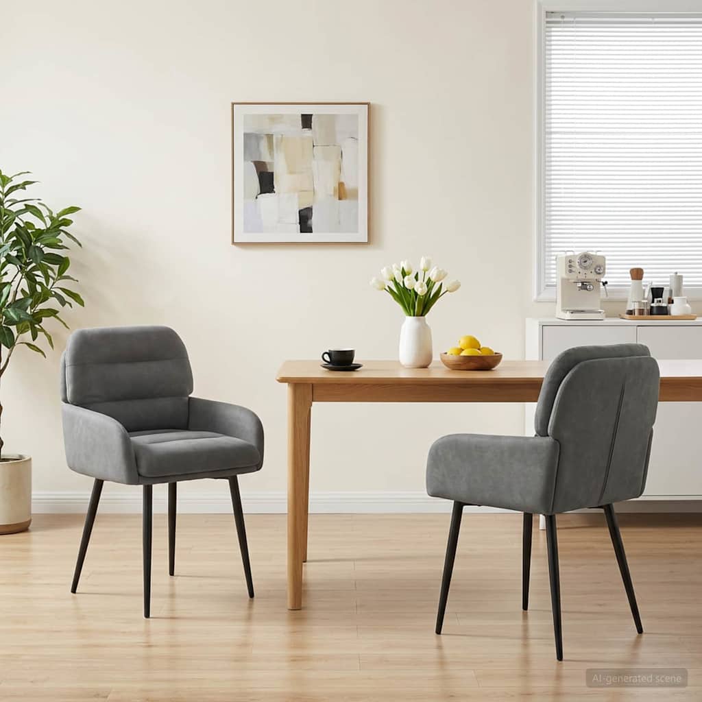 Matstolar 2 pcs Sammet Mörkgrå 59 x 59,5 x 90 cm