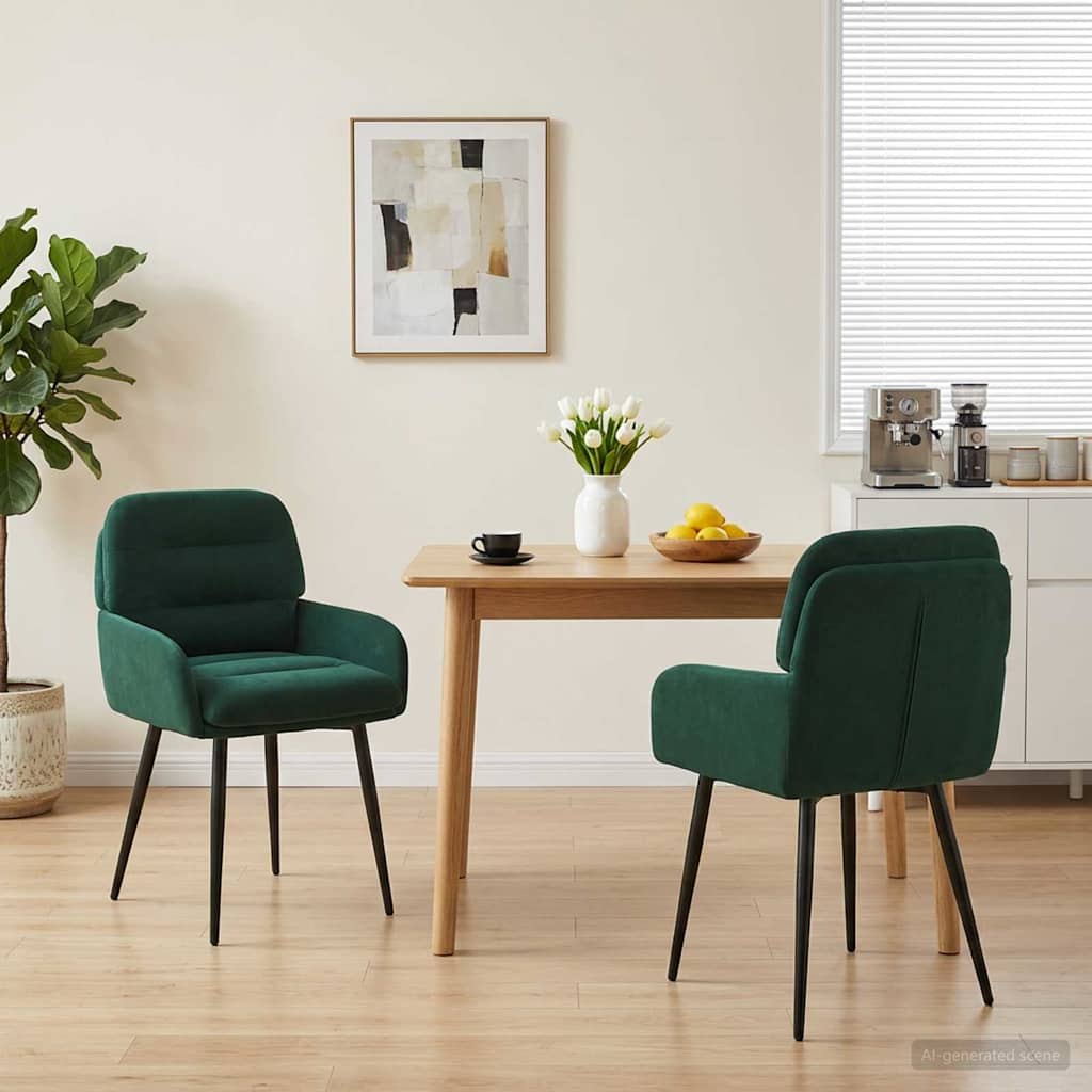 Matstolar 2 pcs Sammet Mörkgrön 59 x 59,5 x 90 cm