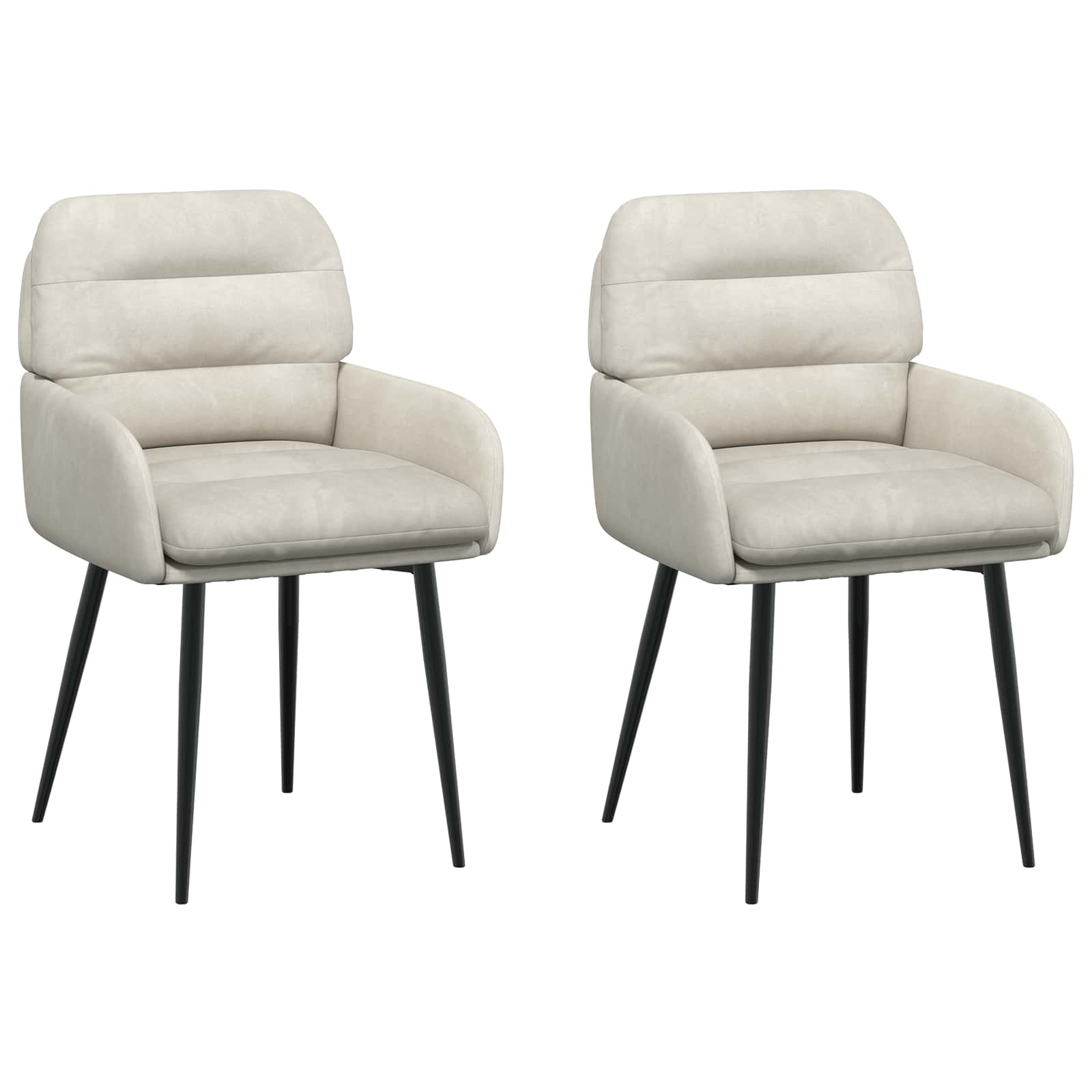 Matstolar 2 pcs Sammet Gräddvit 59 x 59,5 x 90 cm