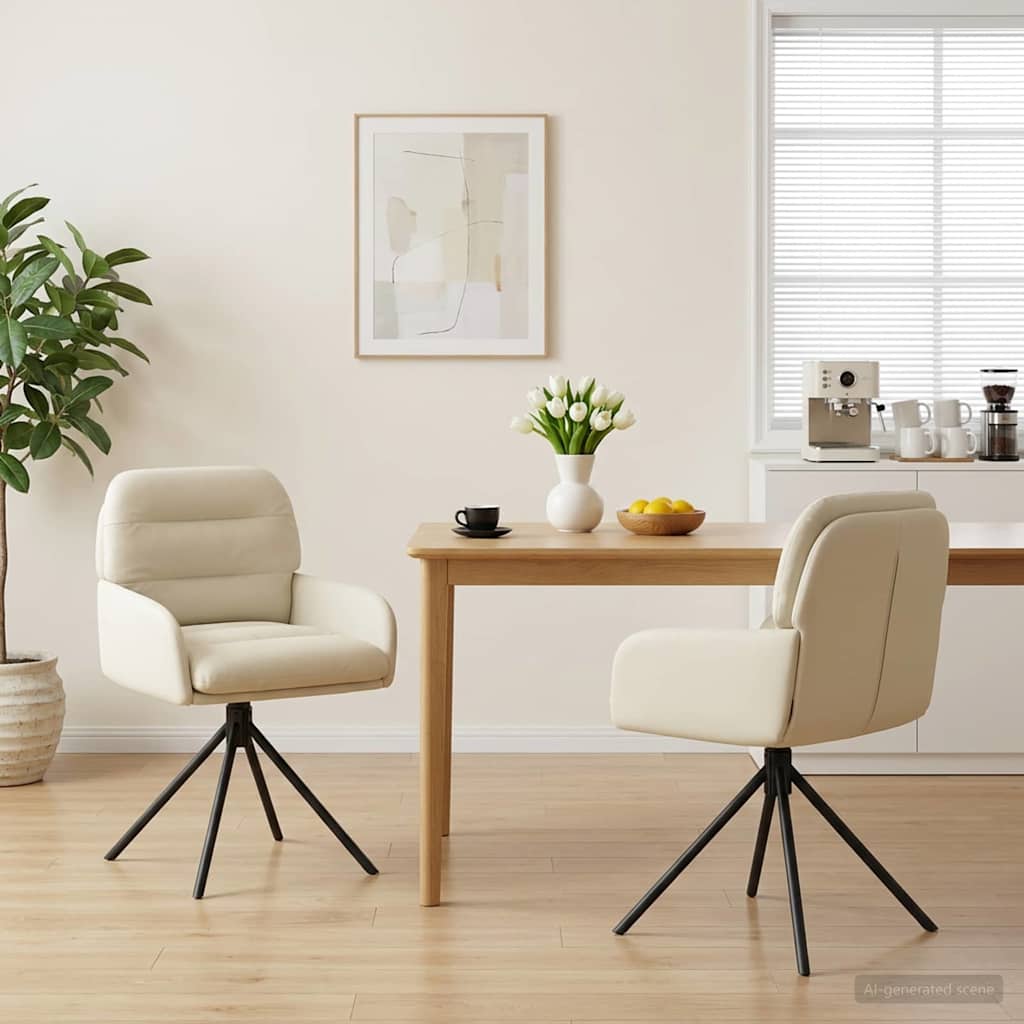 Svängande Matstolar 2 pcs Konstläder Gräddvit 59 x 59,5 x 90 cm