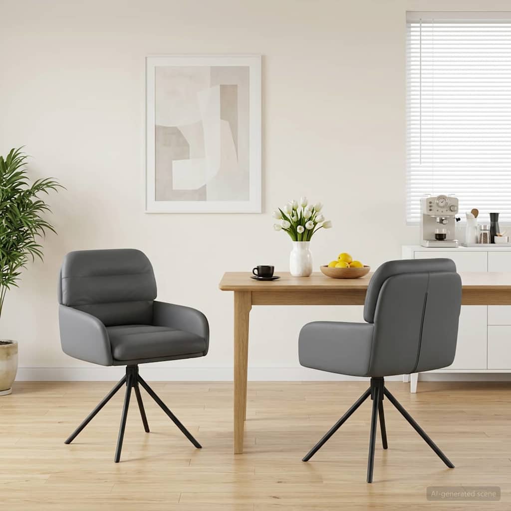 Svängande Matstolar 2 pcs Konstläder Grå 59 x 59,5 x 90 cm