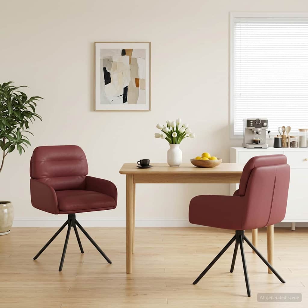 Svängande Matstolar 2 pcs Konstläder Vinröd 59x59,5x90cm