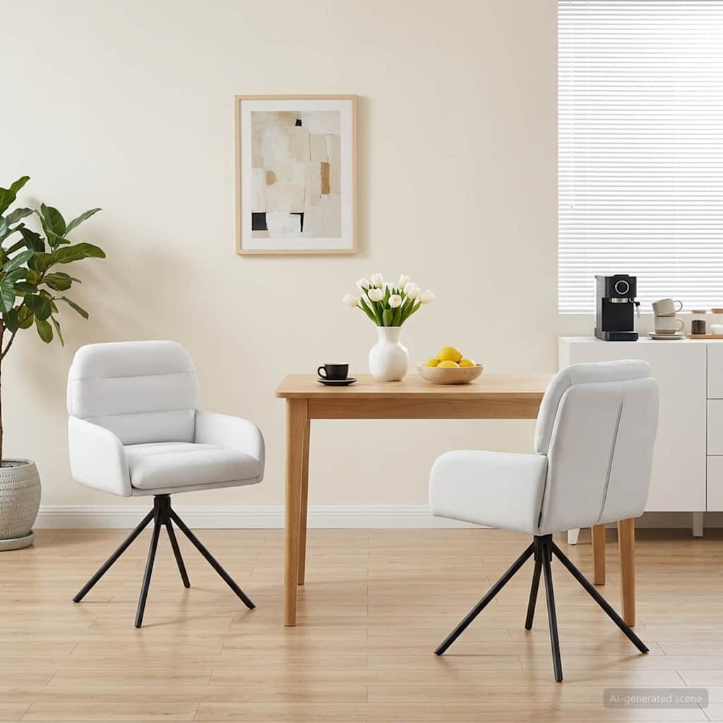Svängande Matstolar 2 pcs Konstläder Vit 59 x 59,5 x 90 cm