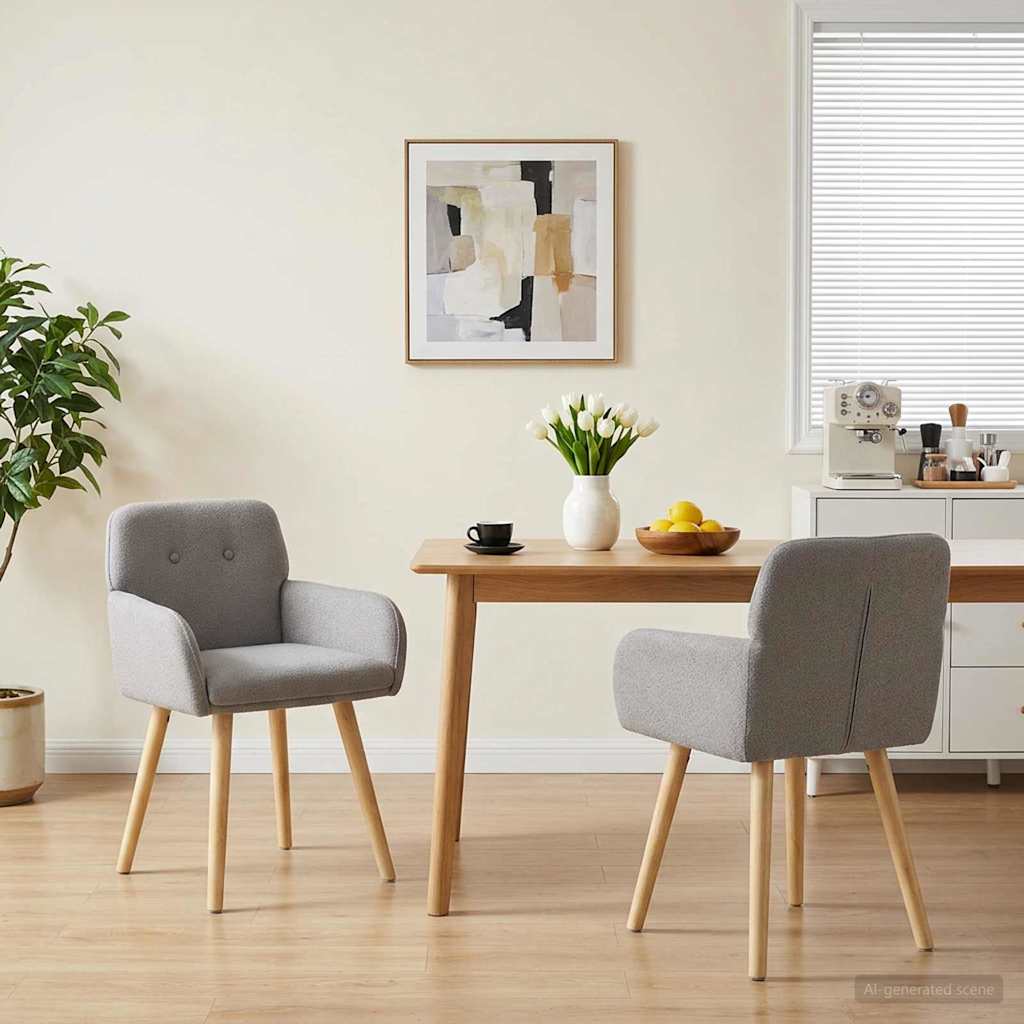 Matstolar 2 pcs Bouclé Ljusgrå 59 x 57 x 85 cm