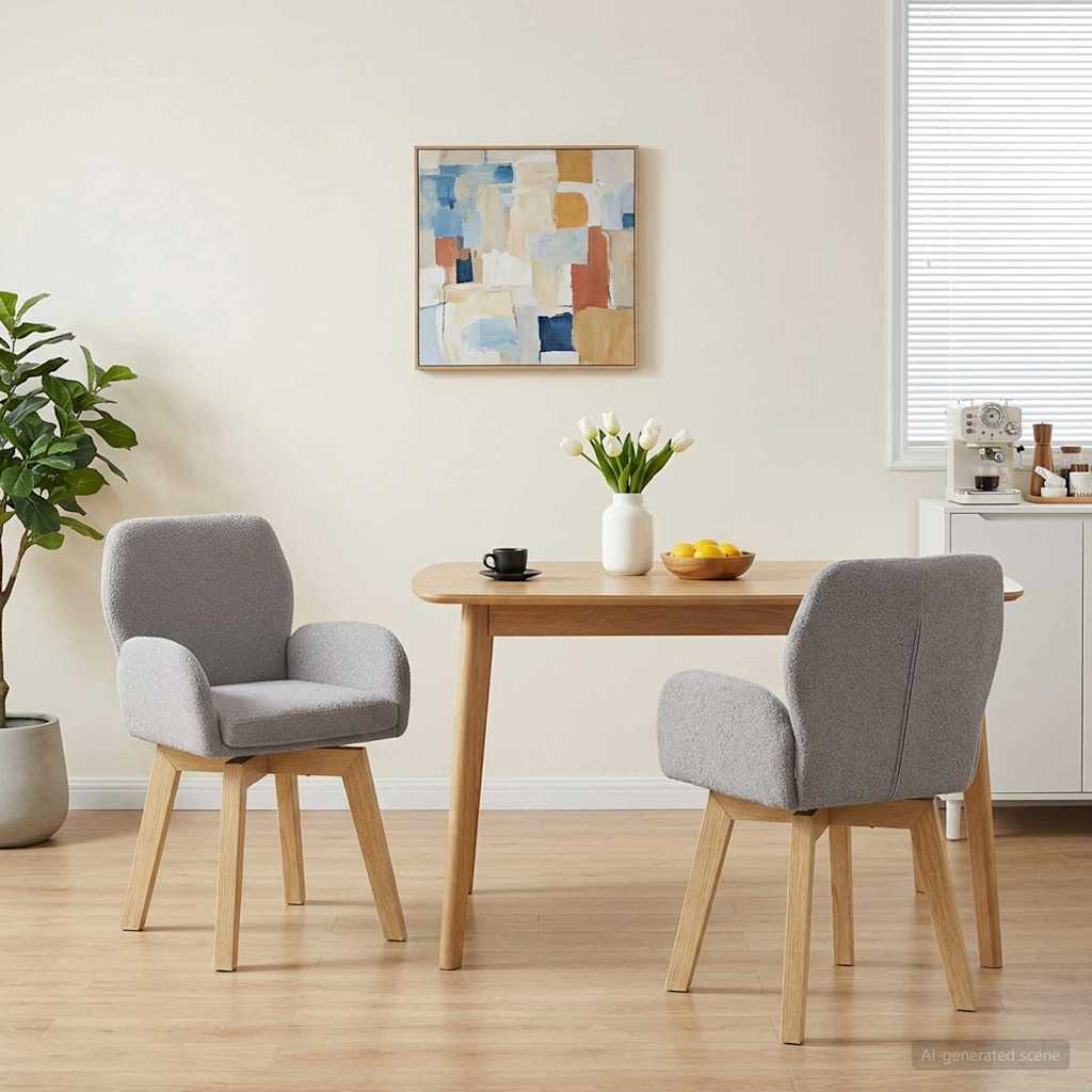 Svängande Matstolar 2 pcs Bouclé Ljusgrå 54 x 58 x 87 cm