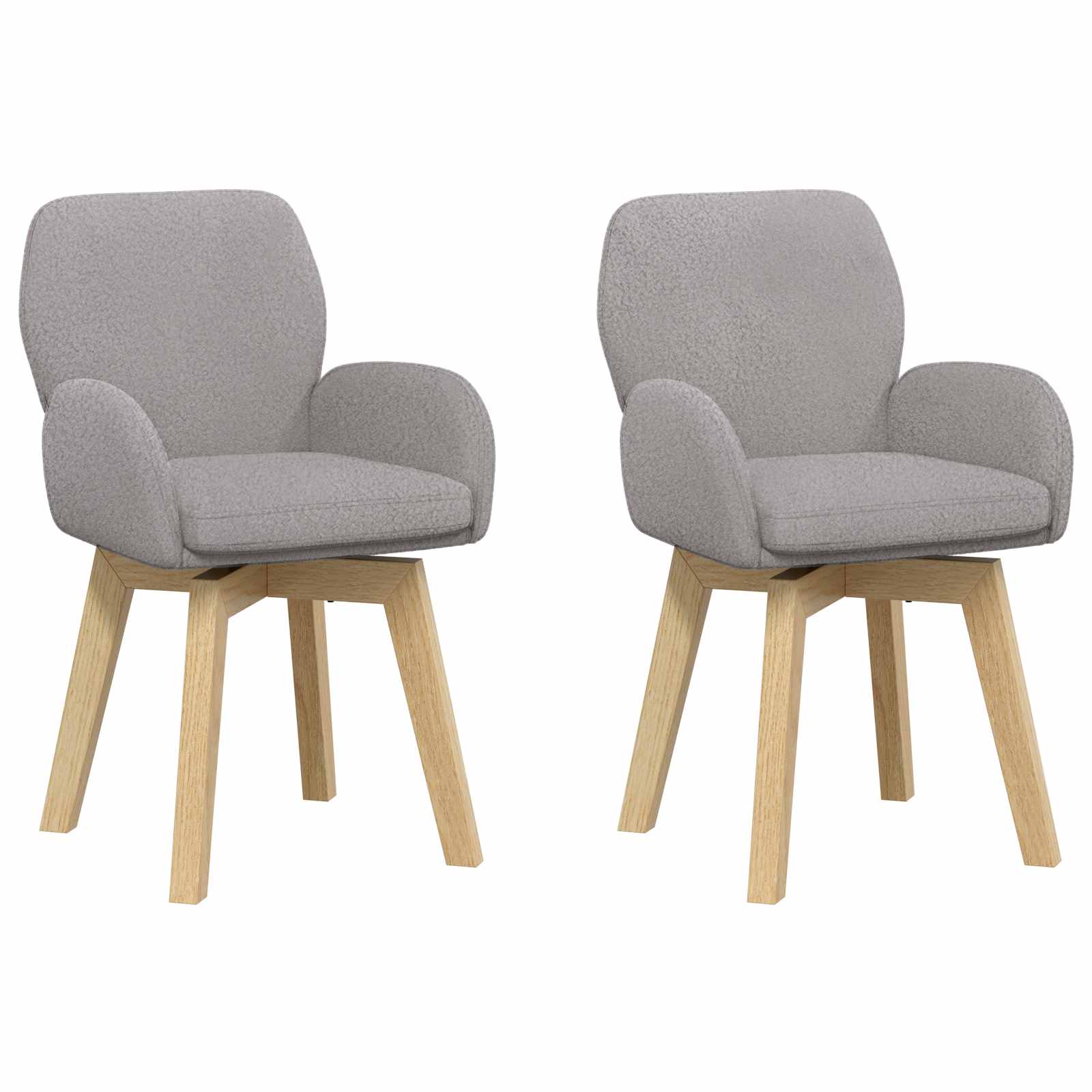 Svängande Matstolar 2 pcs Bouclé Ljusgrå 54 x 58 x 87 cm