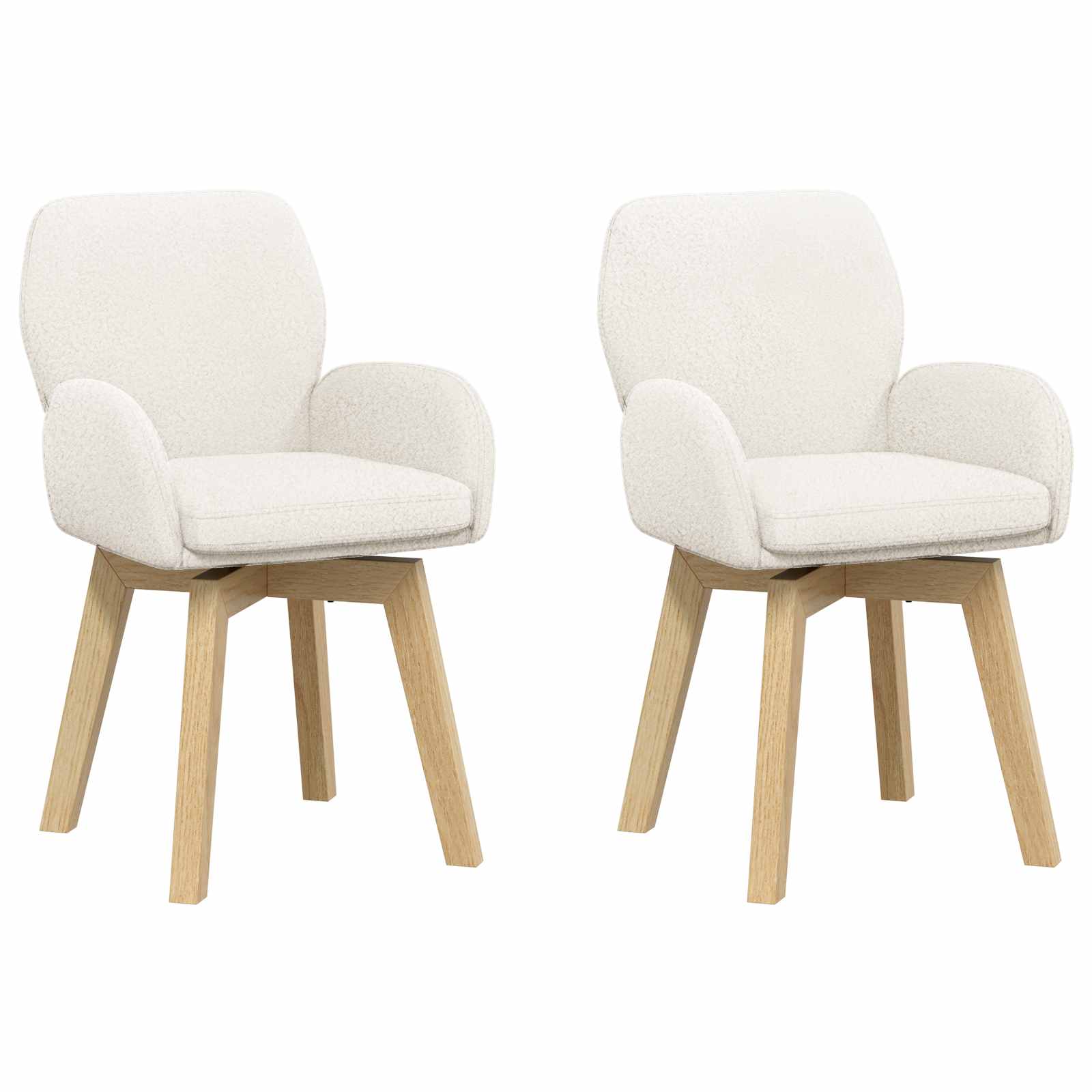 Svängande Matstolar 2 pcs Bouclé Gräddvit 54 x 58 x 87 cm