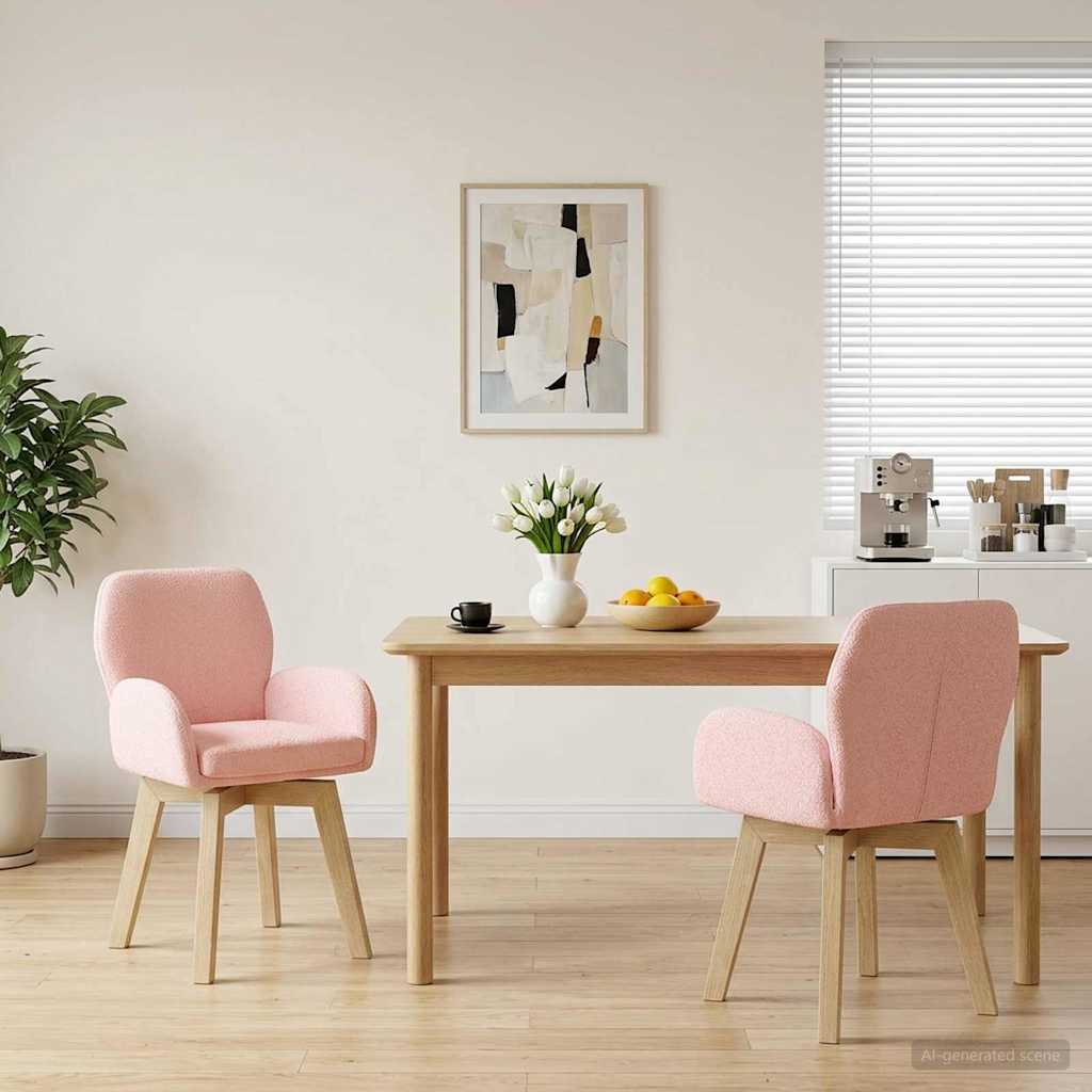 Svängande Matstolar 2 pcs Bouclé Rosa 54 x 58 x 87 cm