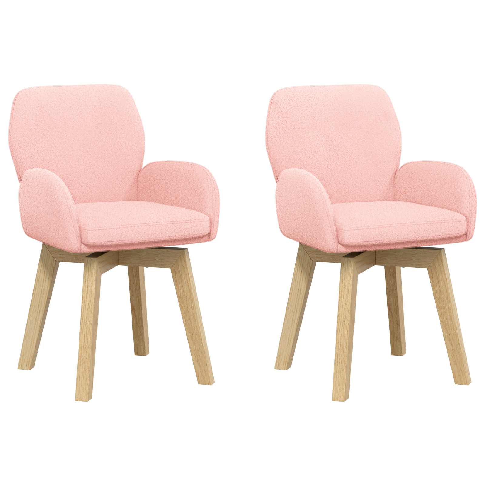 Svängande Matstolar 2 pcs Bouclé Rosa 54 x 58 x 87 cm