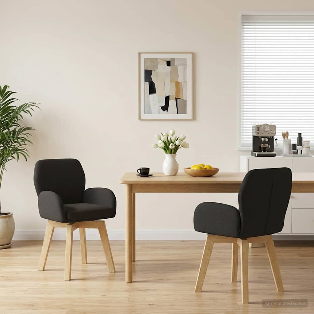 Svängande Matstolar 2 pcs Bouclé Svart 54 x 58 x 87 cm